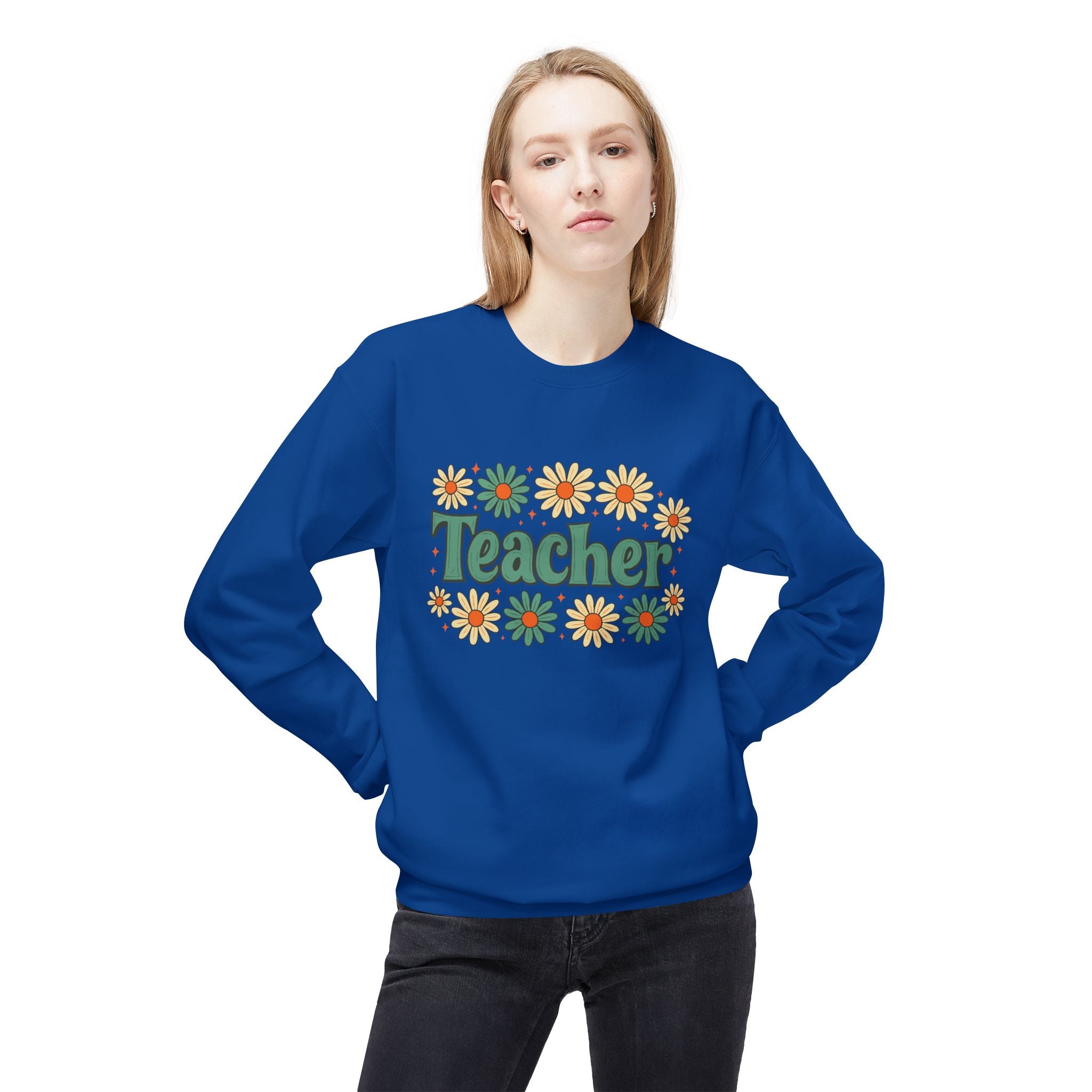 Teacher Floral Crewneck Sweatshirt