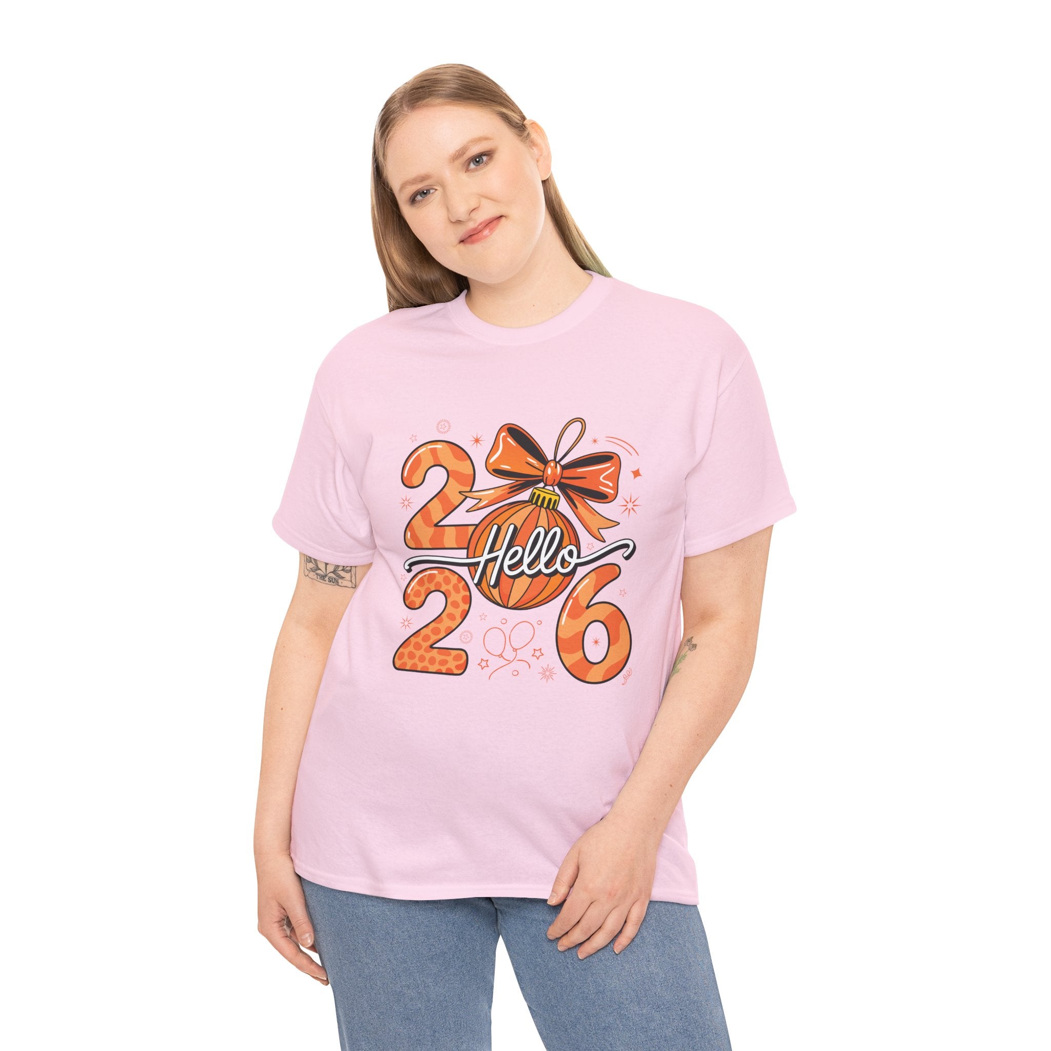 Hello 2026 Christmas Ornament Tee — Festive Orange Holiday Unisex Cotton T-Shirt