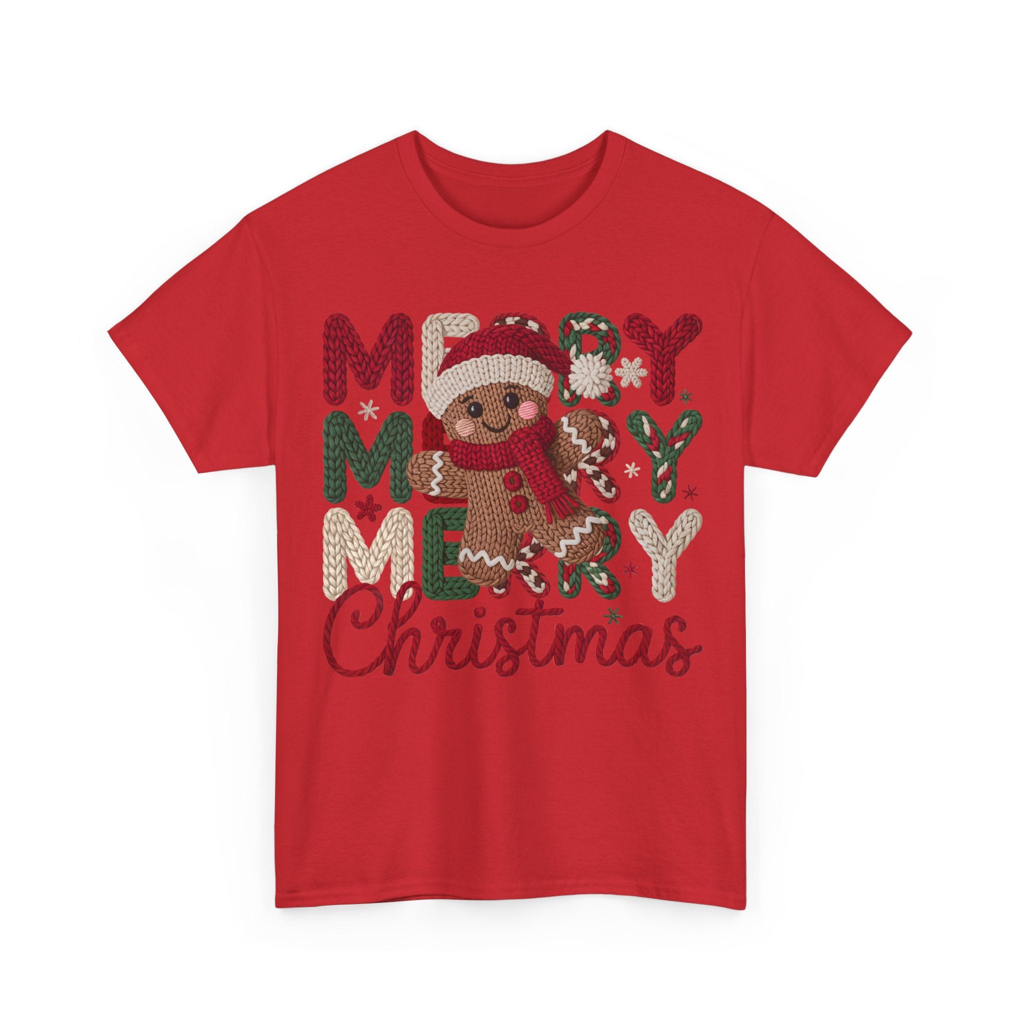 Merry Merry Merry Christmas Gingerbread Unisex Cotton Tee