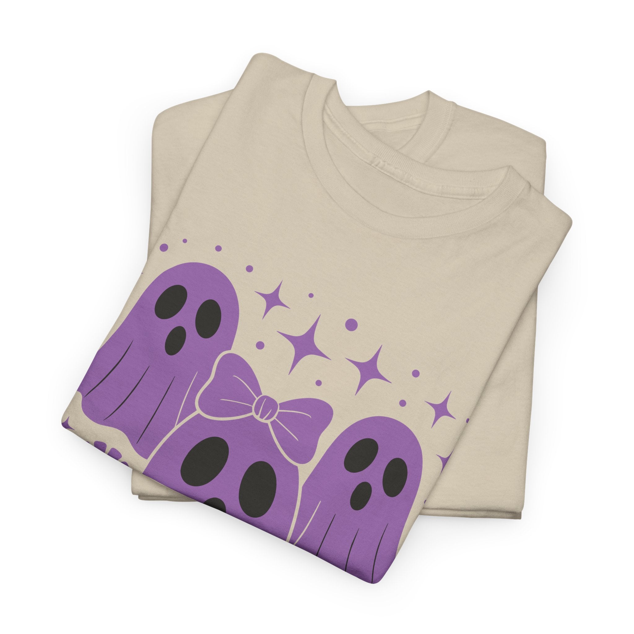 Purple Ghost Halloween Unisex Cotton Tee