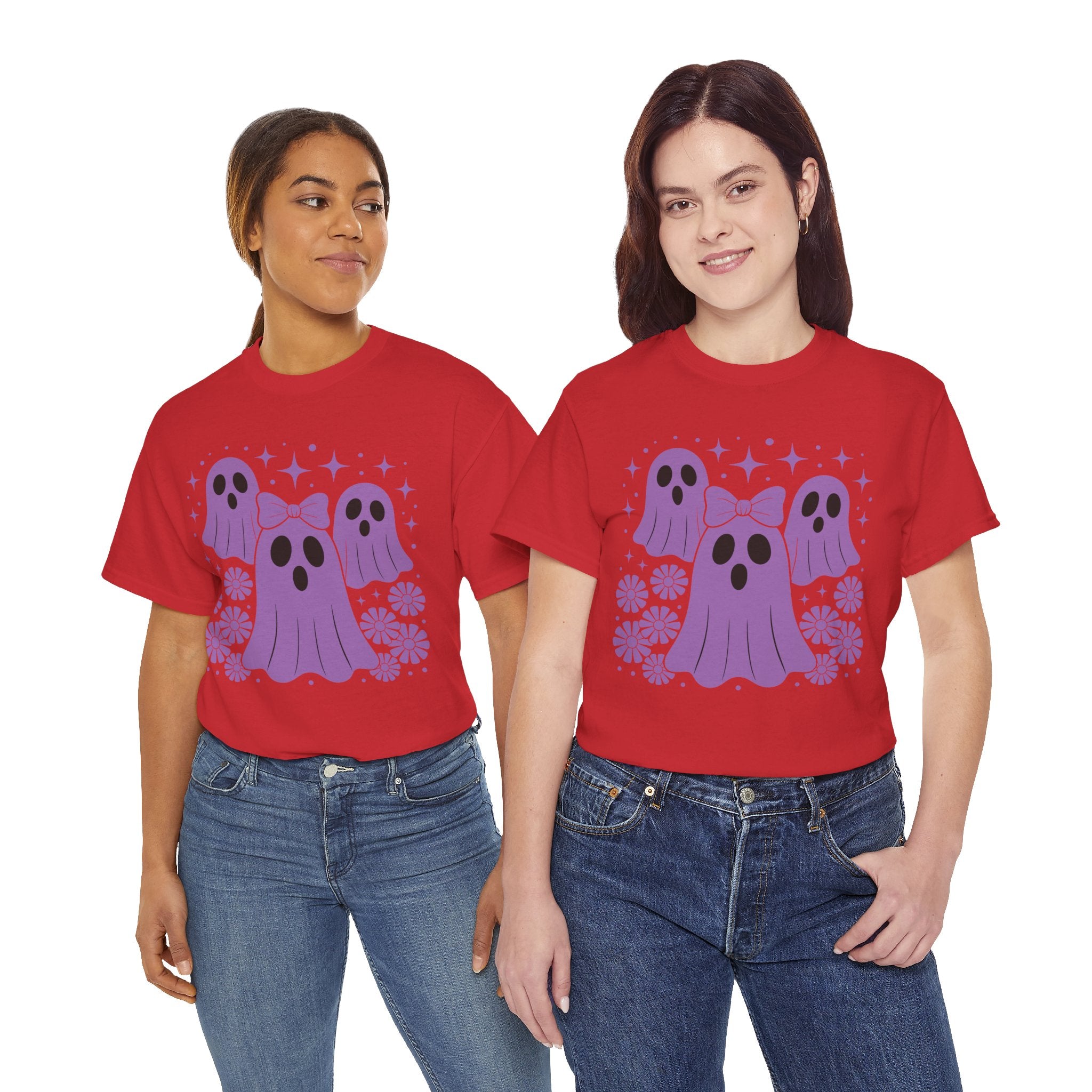 Purple Ghost Halloween Unisex Cotton Tee