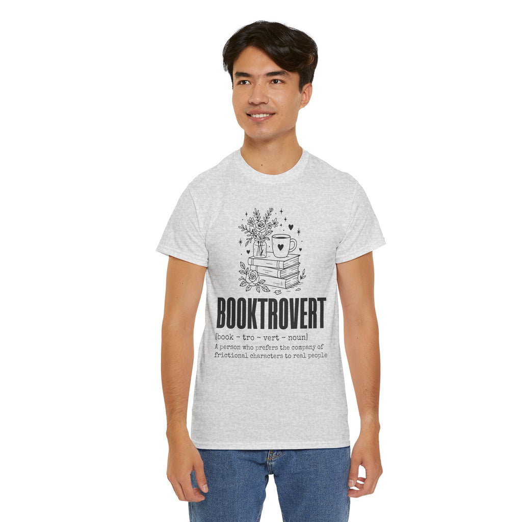 Booktrovert Graphic Tee — "Booktrovert" Definition, Books & Coffee Design Unisex Cotton Tee