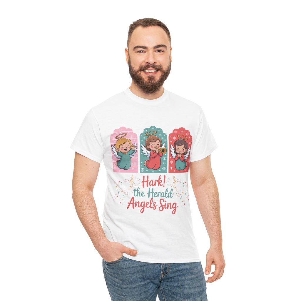Hark! The Herald Angels Sing Tee — Three Singing Angels Christmas Unisex Cotton T-Shirt