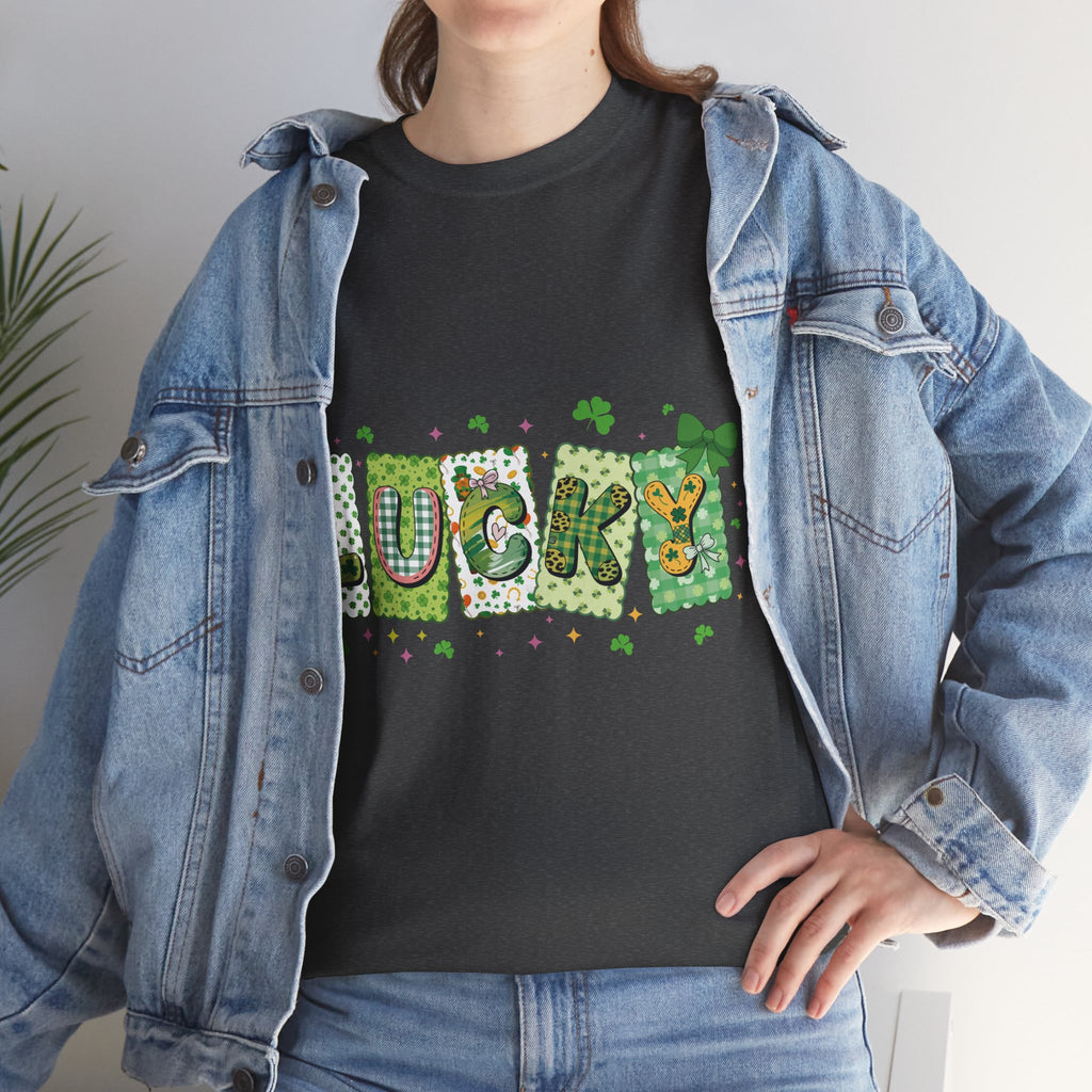 Lucky Patchwork Plaid Clover Tee — St. Patrick’s Day Unisex Cotton T-Shirt