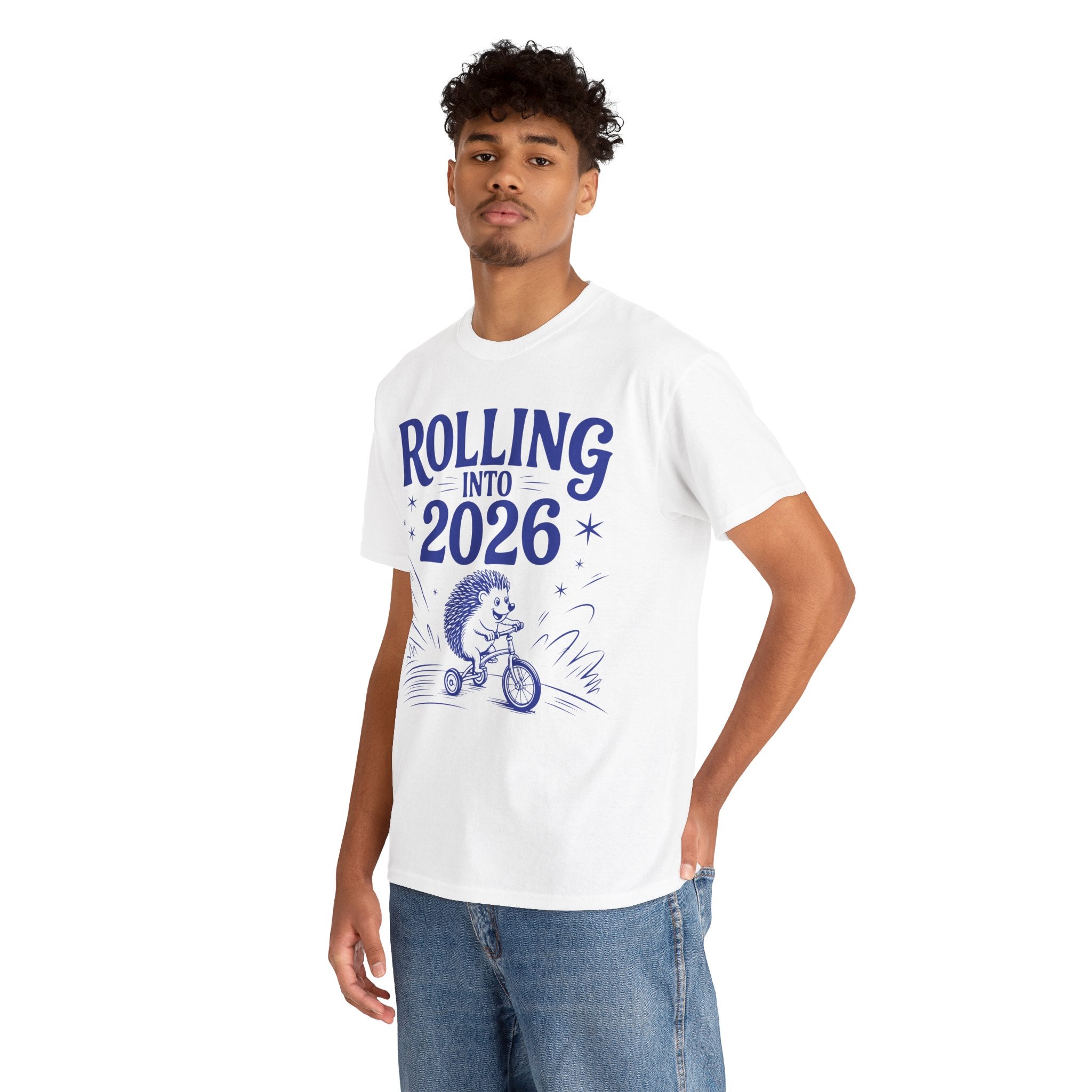 Rolling Into 2026 Hedgehog Tricycle Unisex Cotton Tee