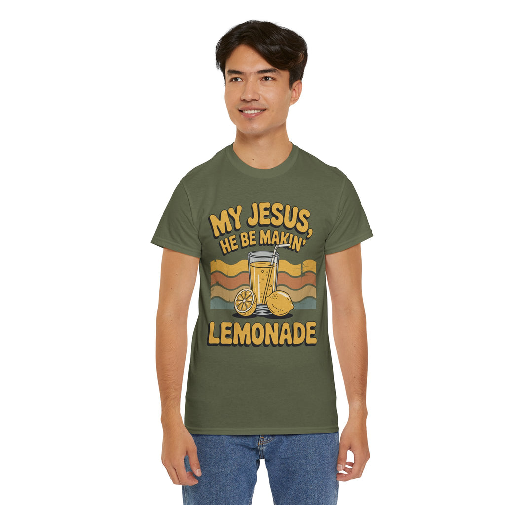My Jesus, He Be Makin’ Lemonade T-Shirt — Retro Lemonade Christian Unisex Cotton Tee
