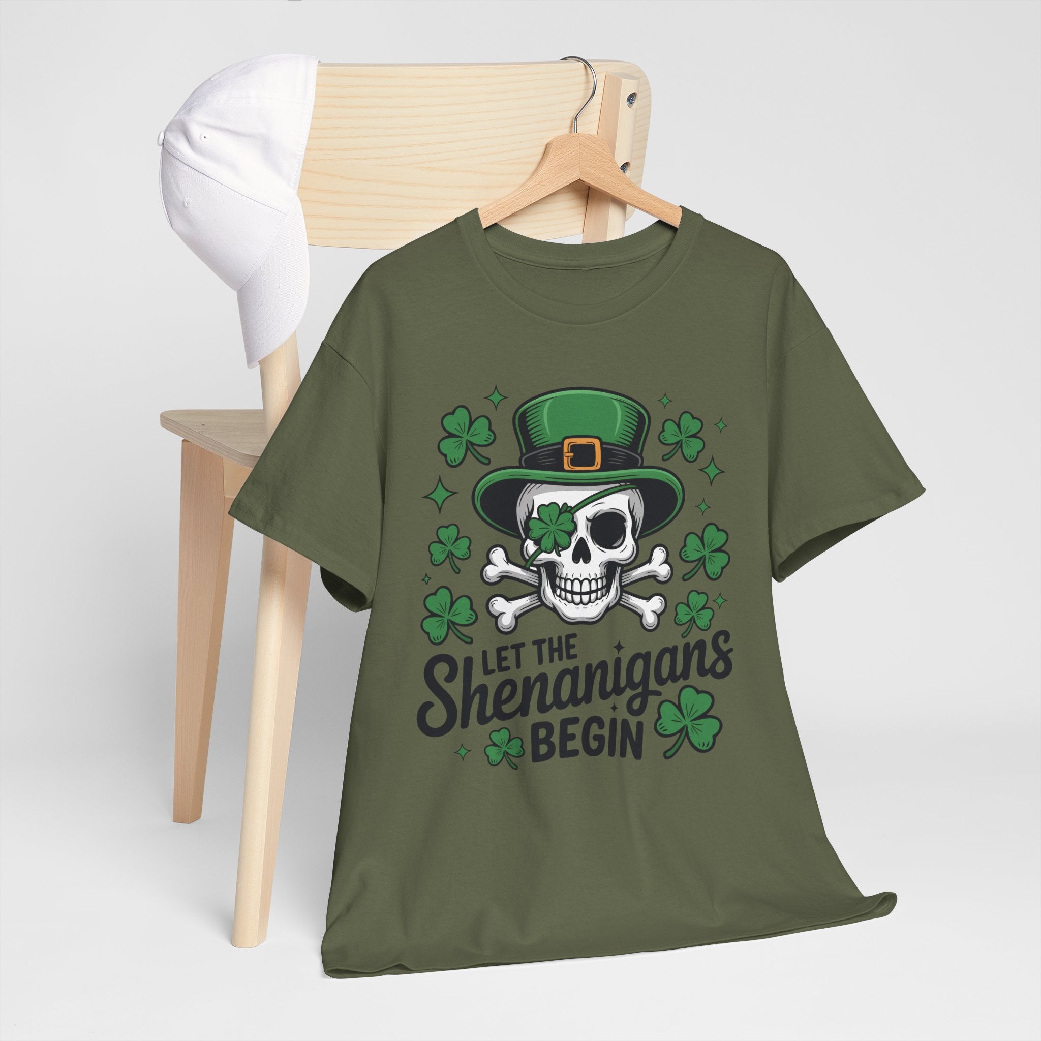 Let the Shenanigans Begin — Leprechaun Skull Unisex Cotton T-Shirt
