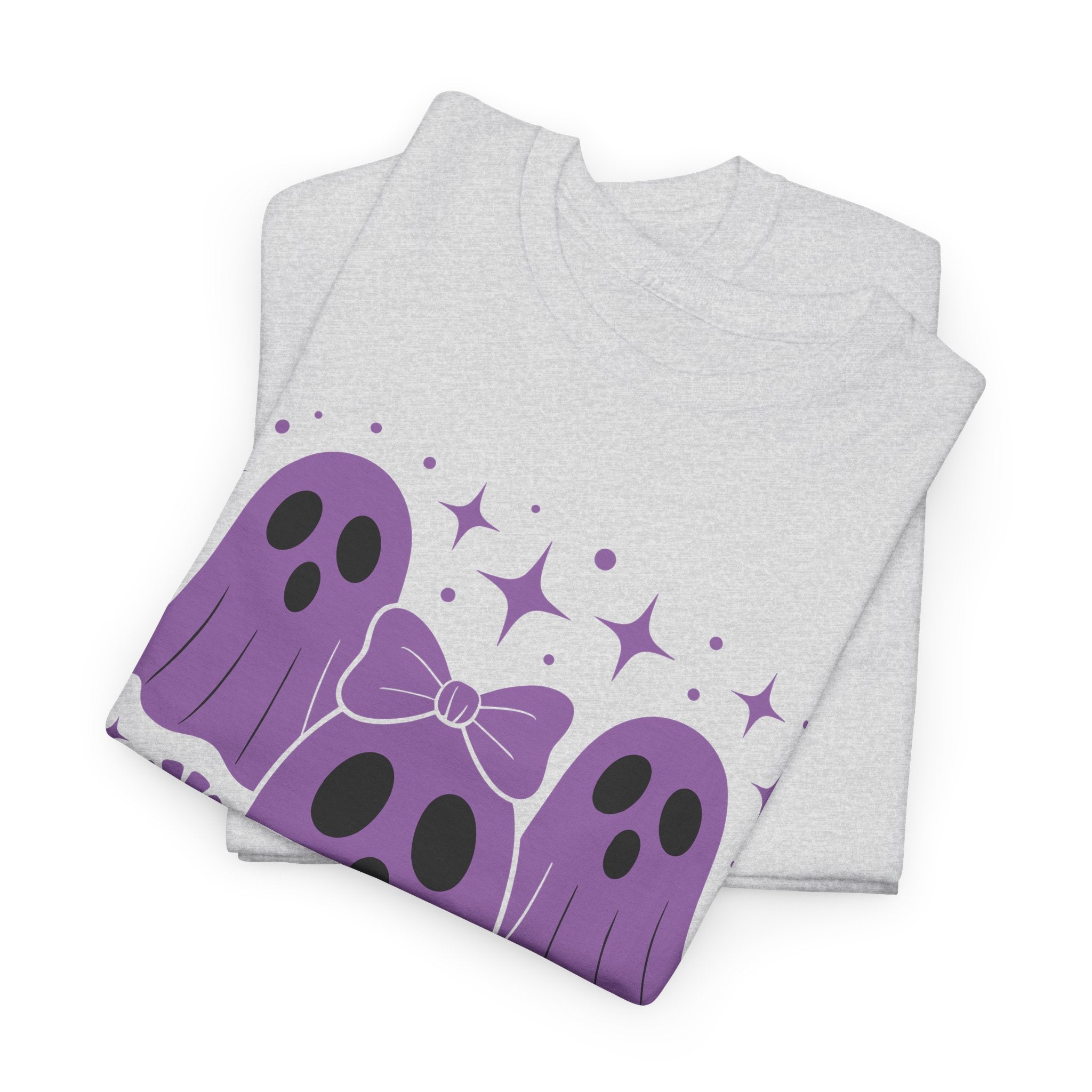 Purple Ghost Halloween Unisex Cotton Tee