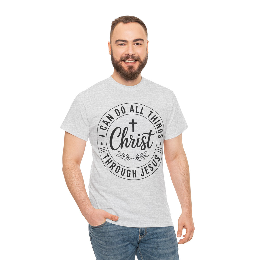 Christian Cross T‑Shirt — "I Can Do All Things Through Christ" Unisex Cotton tee