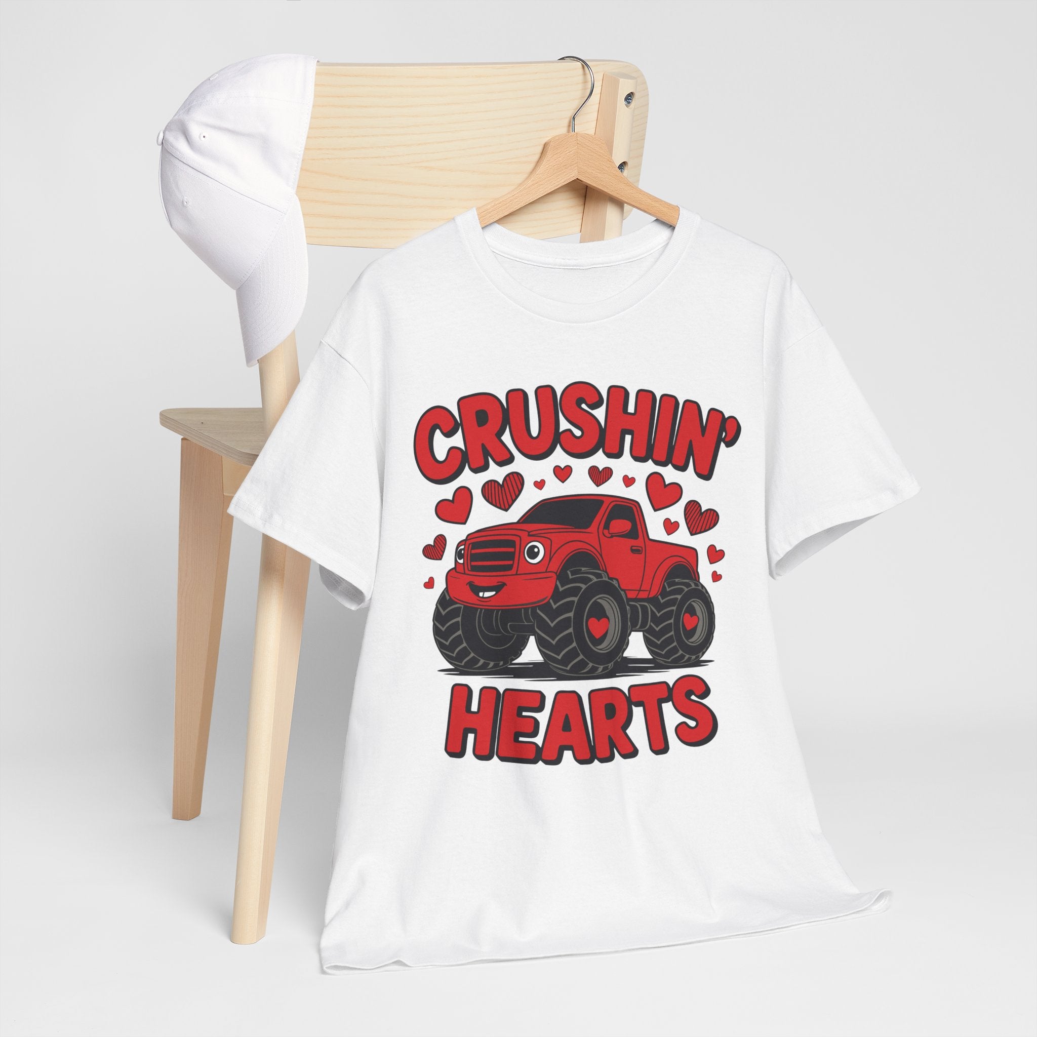 Crushin’ Hearts Valentine Monster Truck Unisex Cotton Tee