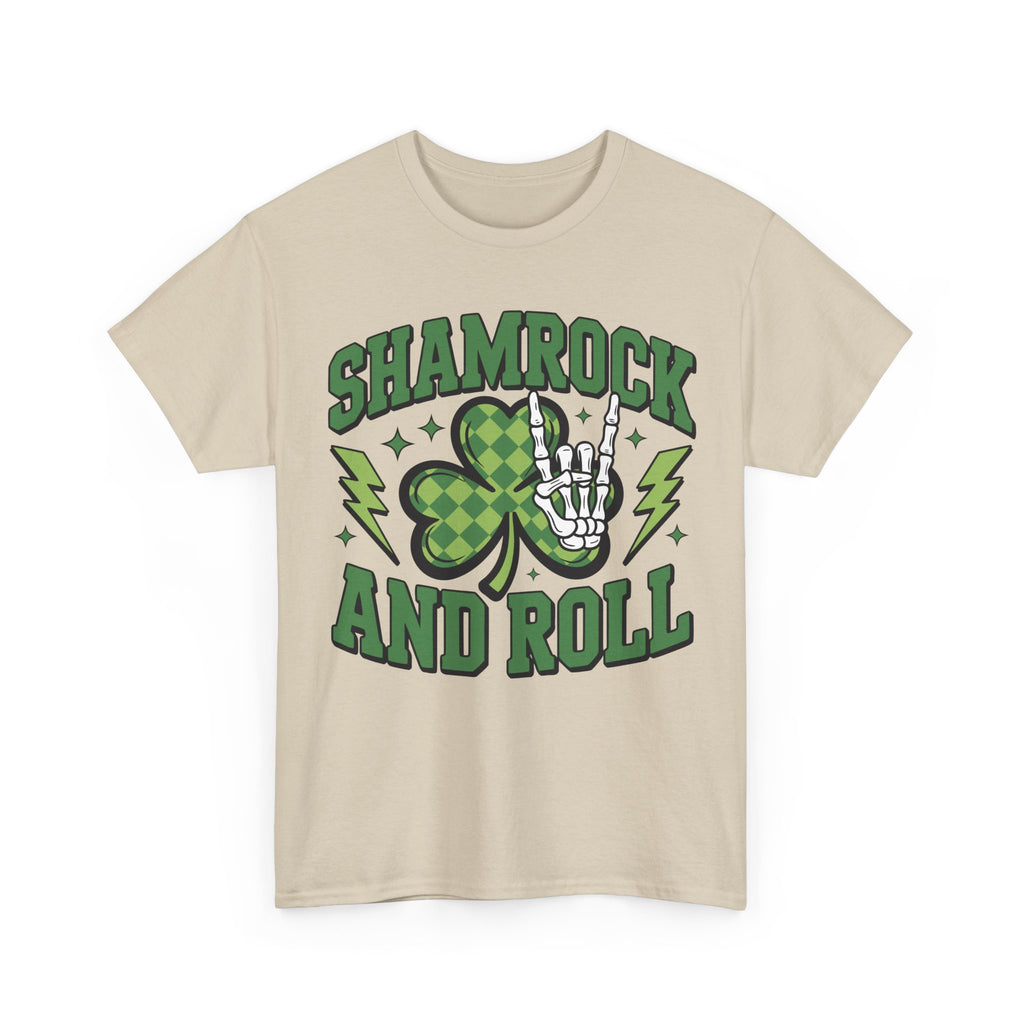 Shamrock and Roll Tee — Skeleton Hand & Lightning St. Patrick’s Rock Unisex Cotton Shirt