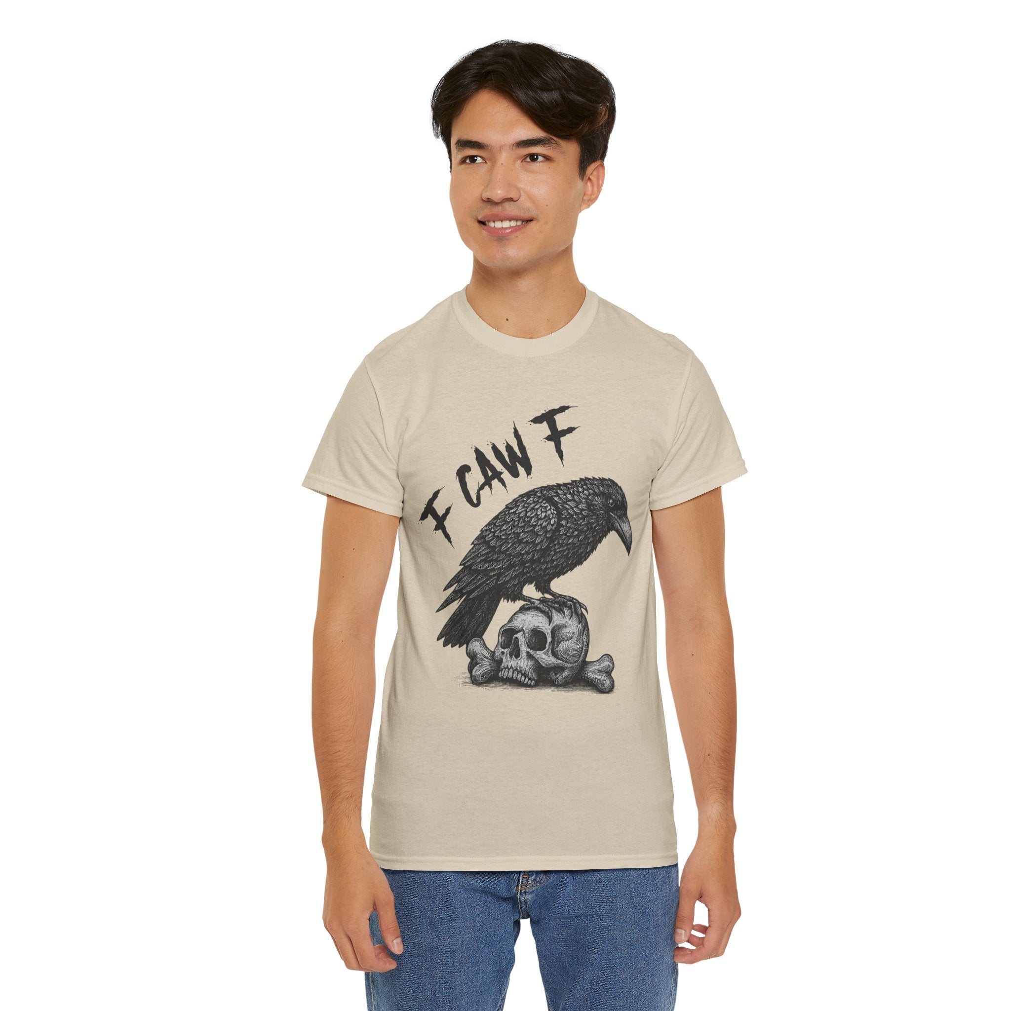 Gothic Crow & Skull T-Shirt — Dark Gothic Skull Unisex Cotton Tee