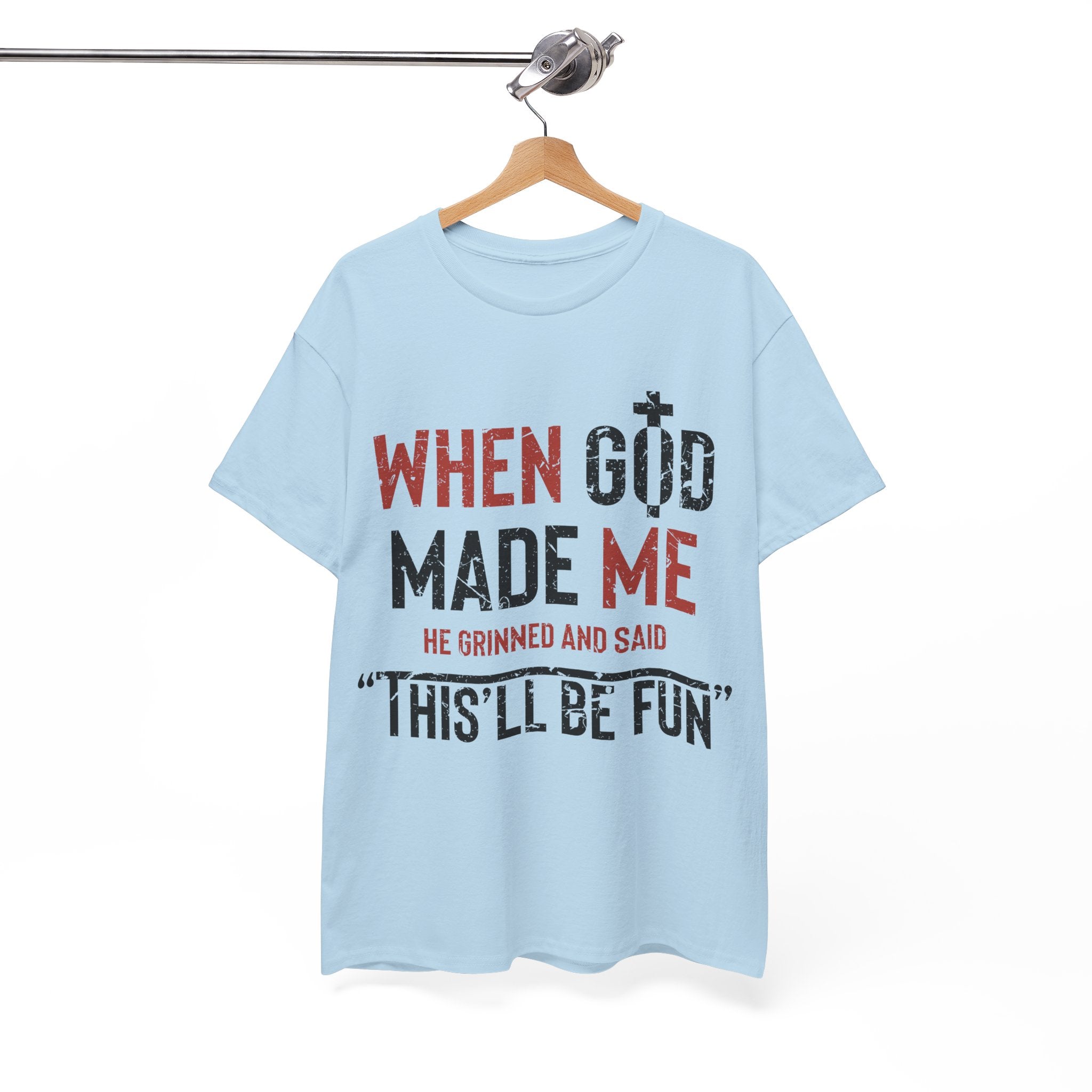 Humorous Grunge Quote Tee — "When He Saw Me, He Grinned and Said"Unisec Cotton Tee