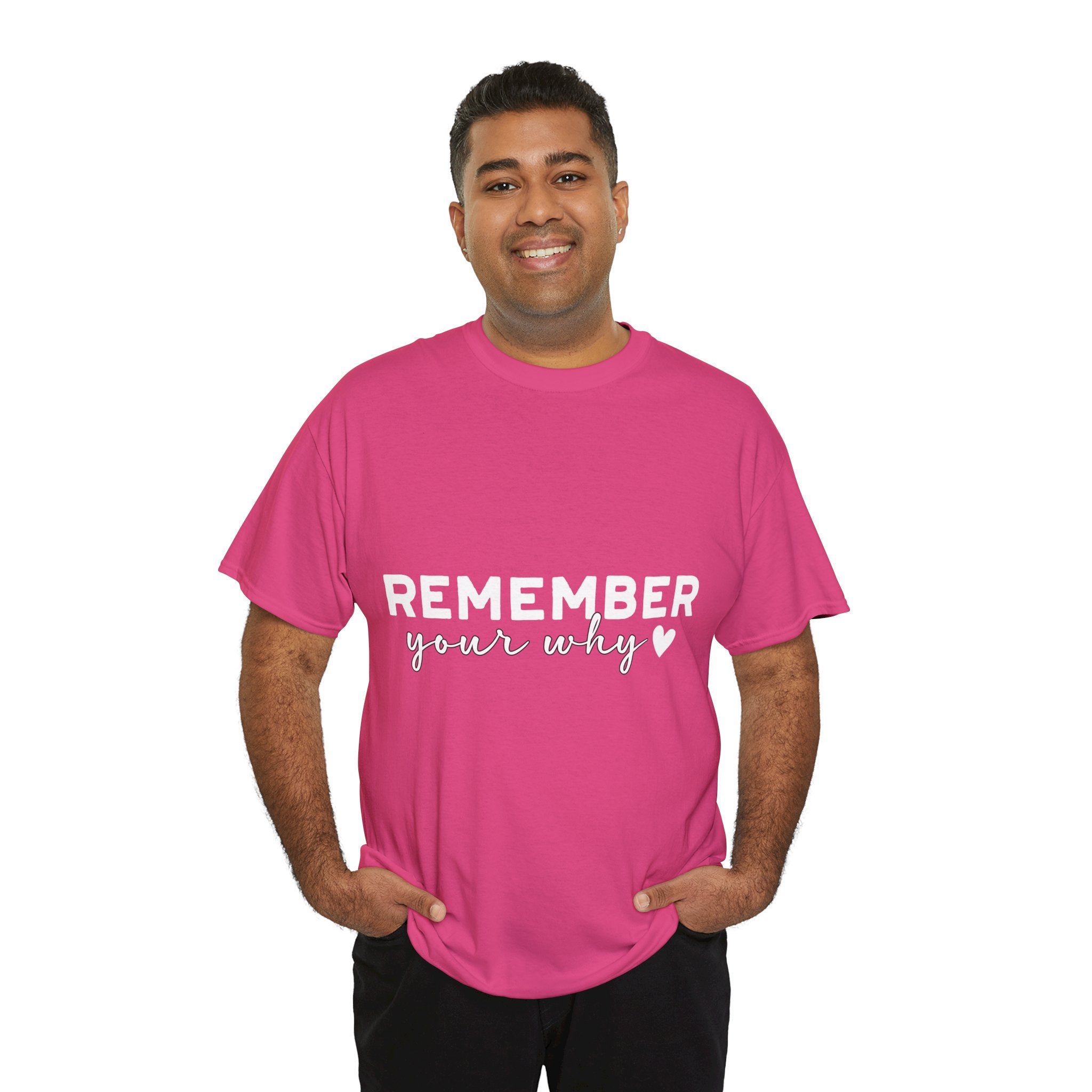 Remember Your Why Tee — Minimalist Heart Motivational Unisex Cotton Tshirt