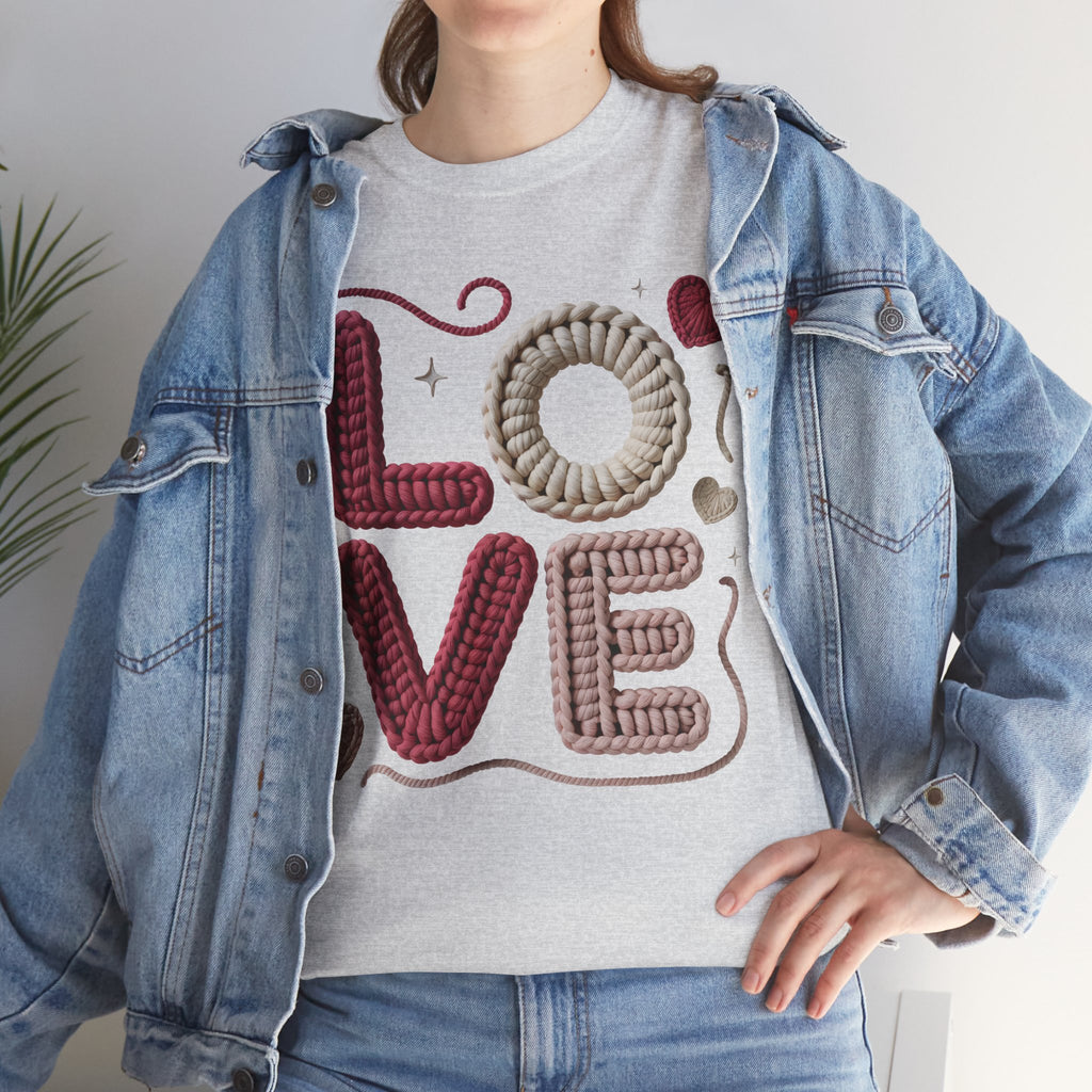 LOVE Faux Yarn Heart Unisex Cotton Tee