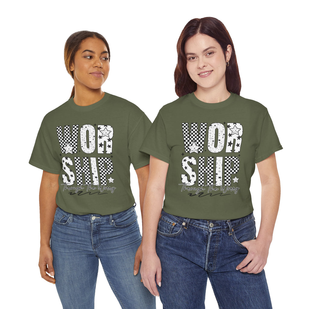 WORSHIP Through The Worry Checkerboard Unisex Cotton Tee