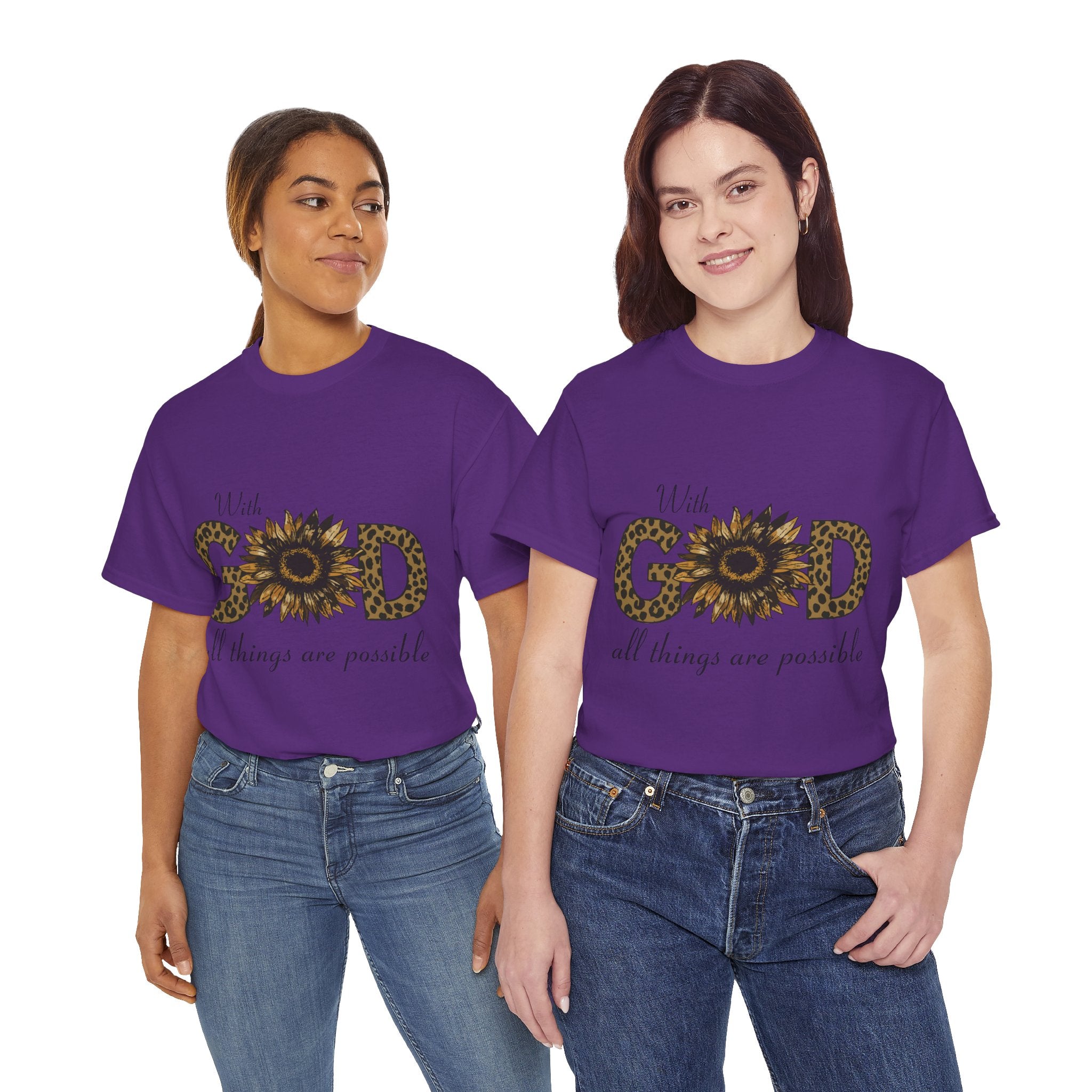 GOD Leopard Print Sunflower Unisex Cotton Tee