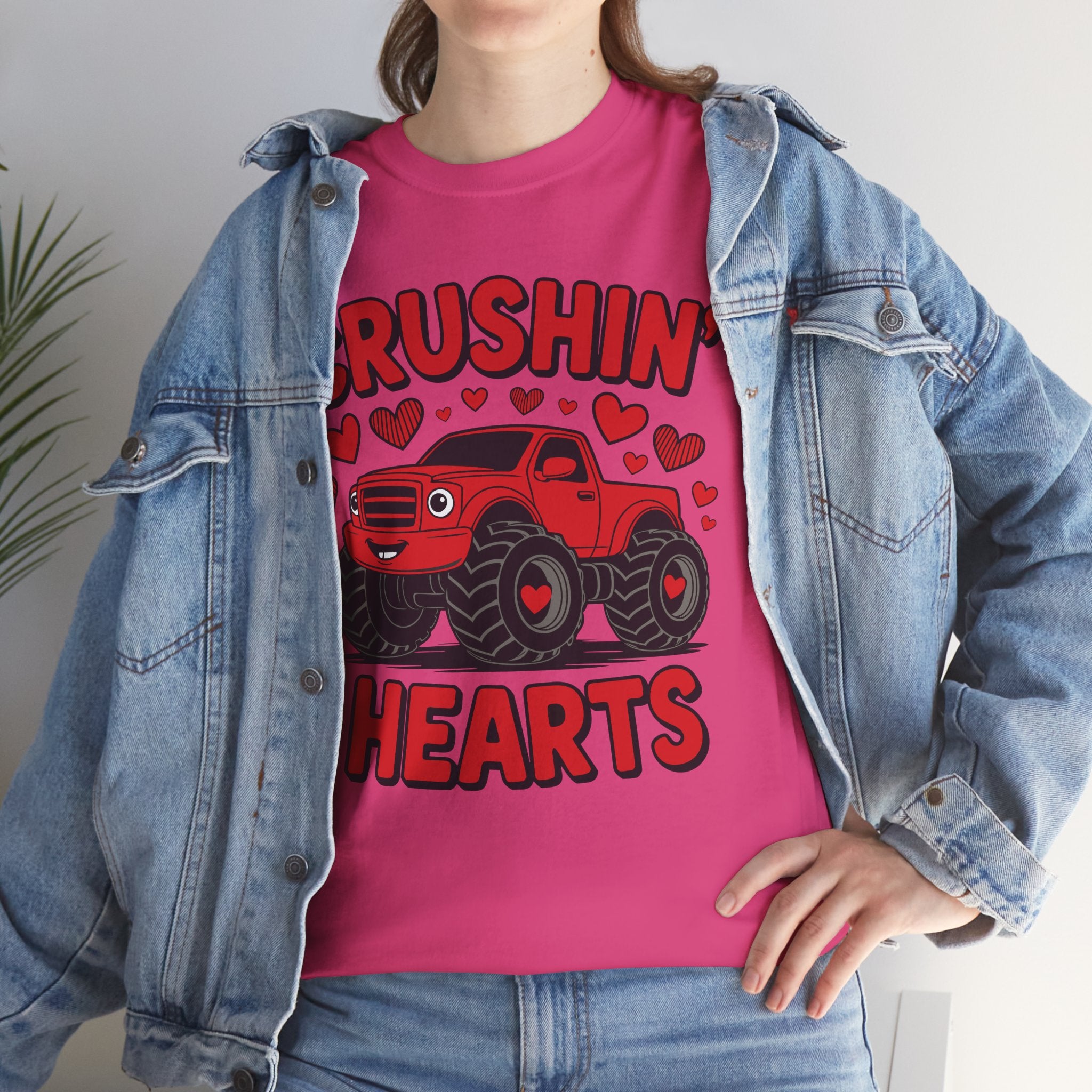Crushin’ Hearts Valentine Monster Truck Unisex Cotton Tee