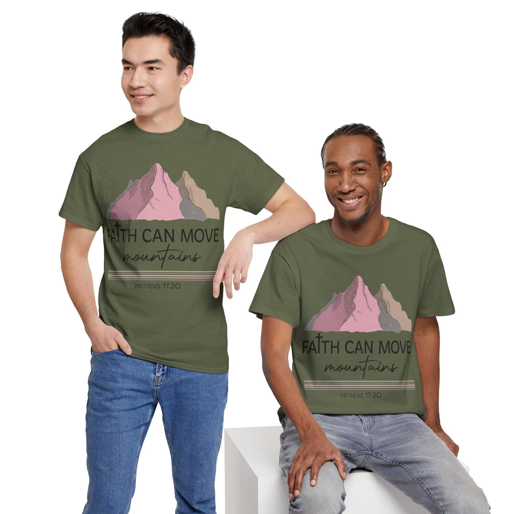 Faith Can Move Mountains Mountain Tee — Pastel Inspirational Christian Unisex Cotton T-Shirt