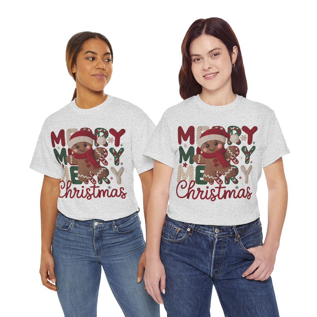Merry Merry Merry Christmas Gingerbread Unisex Cotton Tee