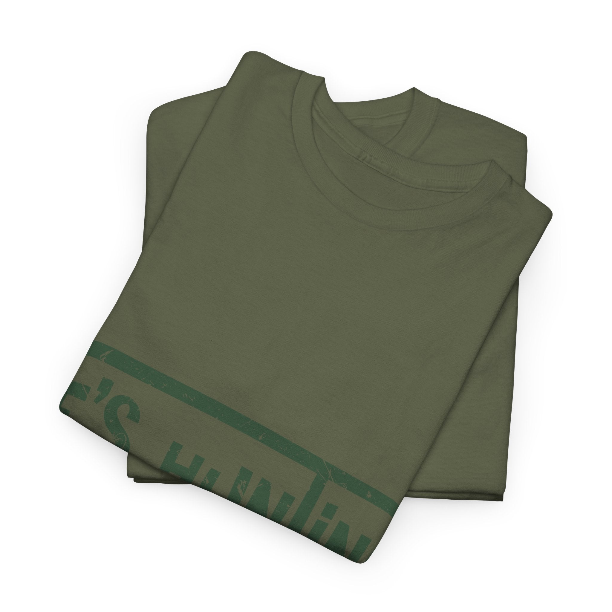 He’s Hunting Distressed Tee — Minimalist Tan Hunting Unisex Cotton Tshirt