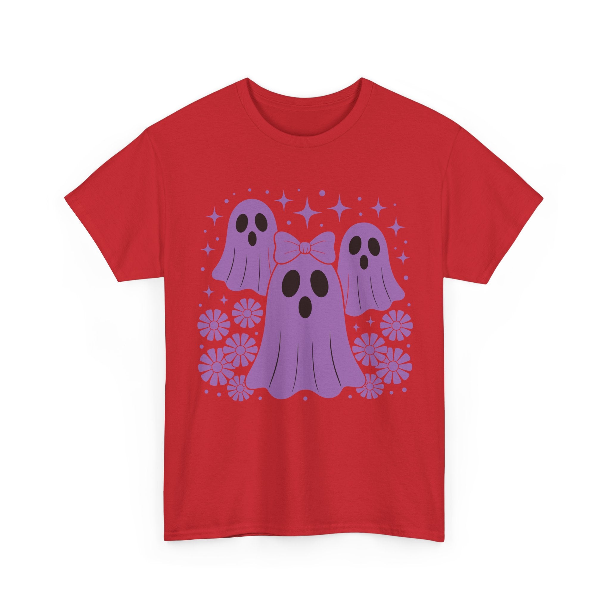 Purple Ghost Halloween Unisex Cotton Tee