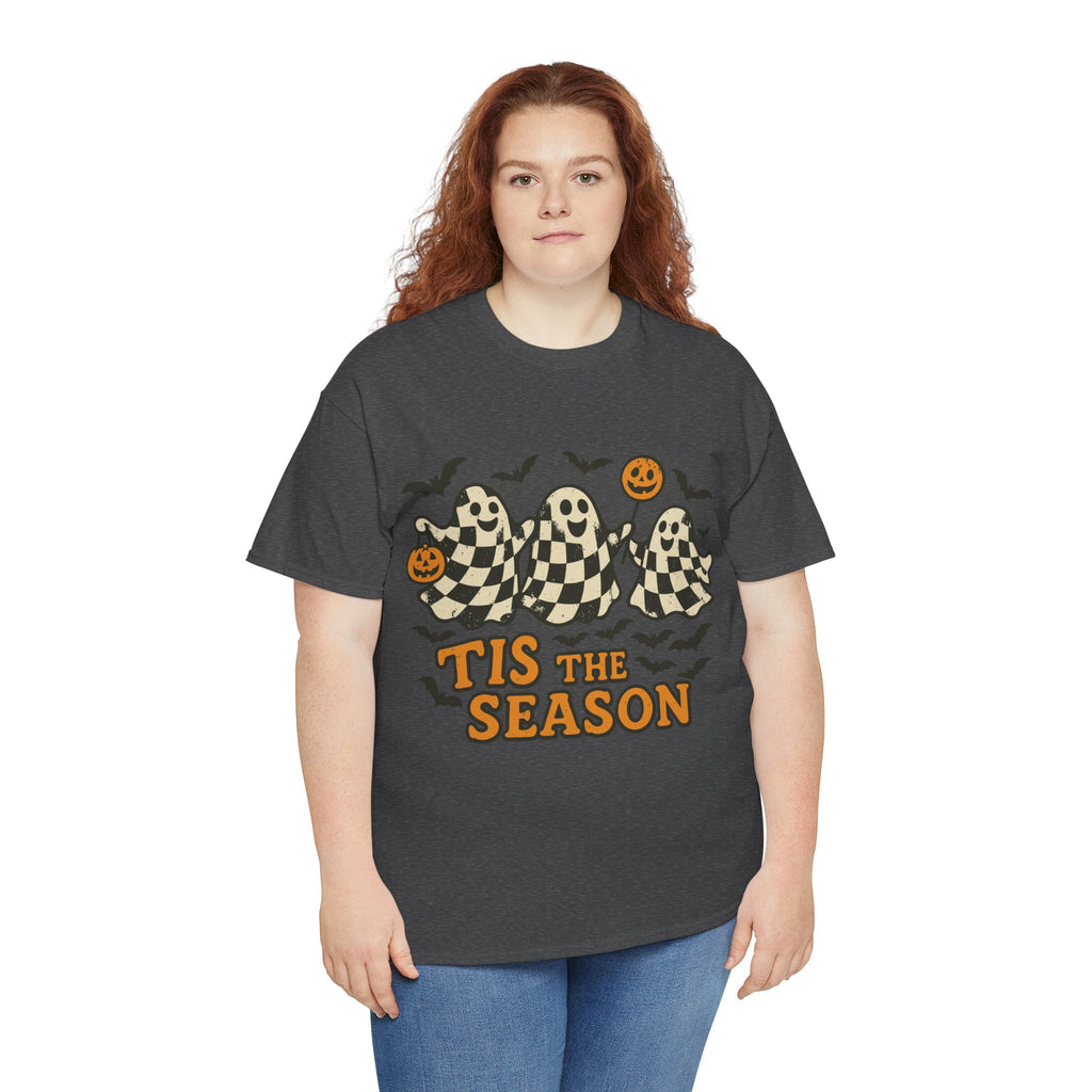 Halloween Ghosts Checker Pattern Unisex Cotton Tee