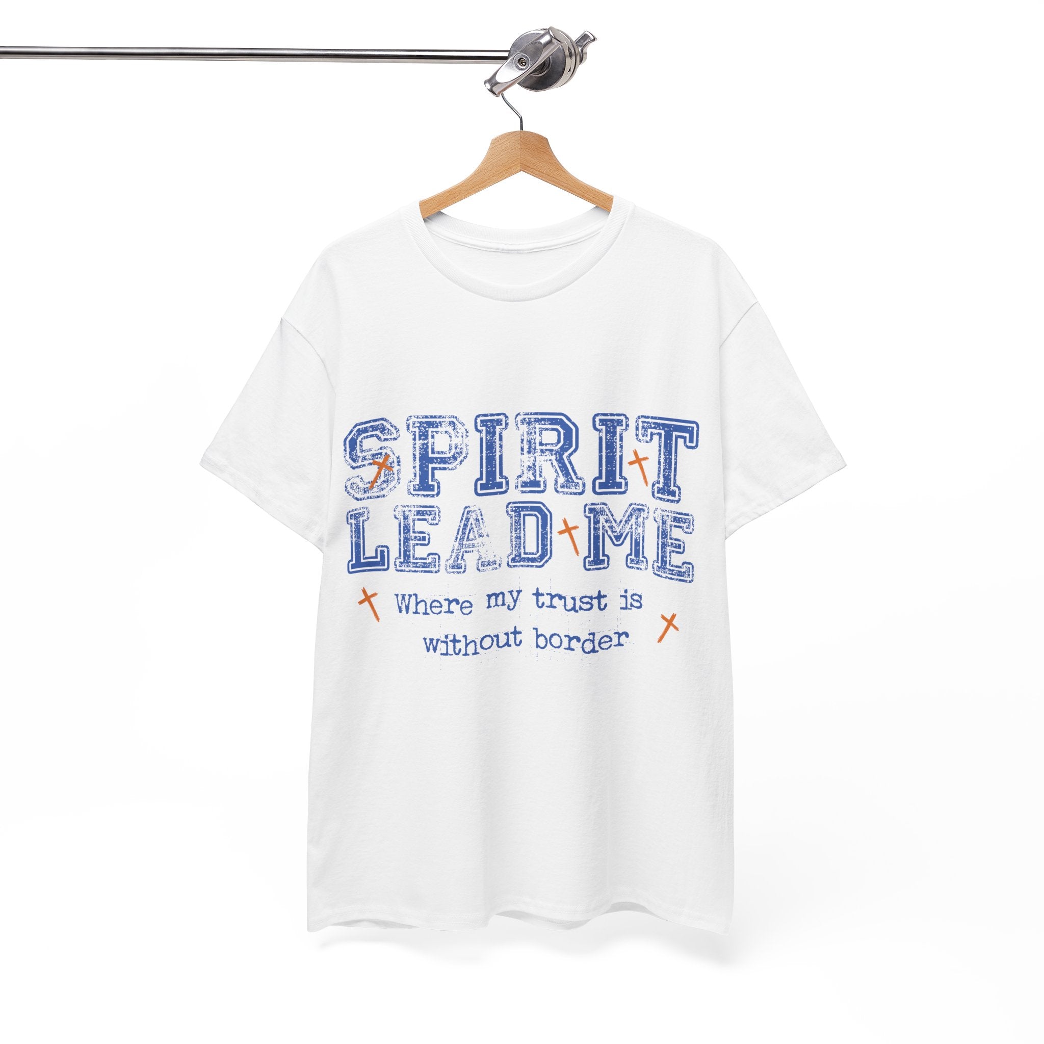 Christian Varsity Tee — “Spirit Lead Me — Where My Trust Is Without Border”. Unisex Cotton Tee