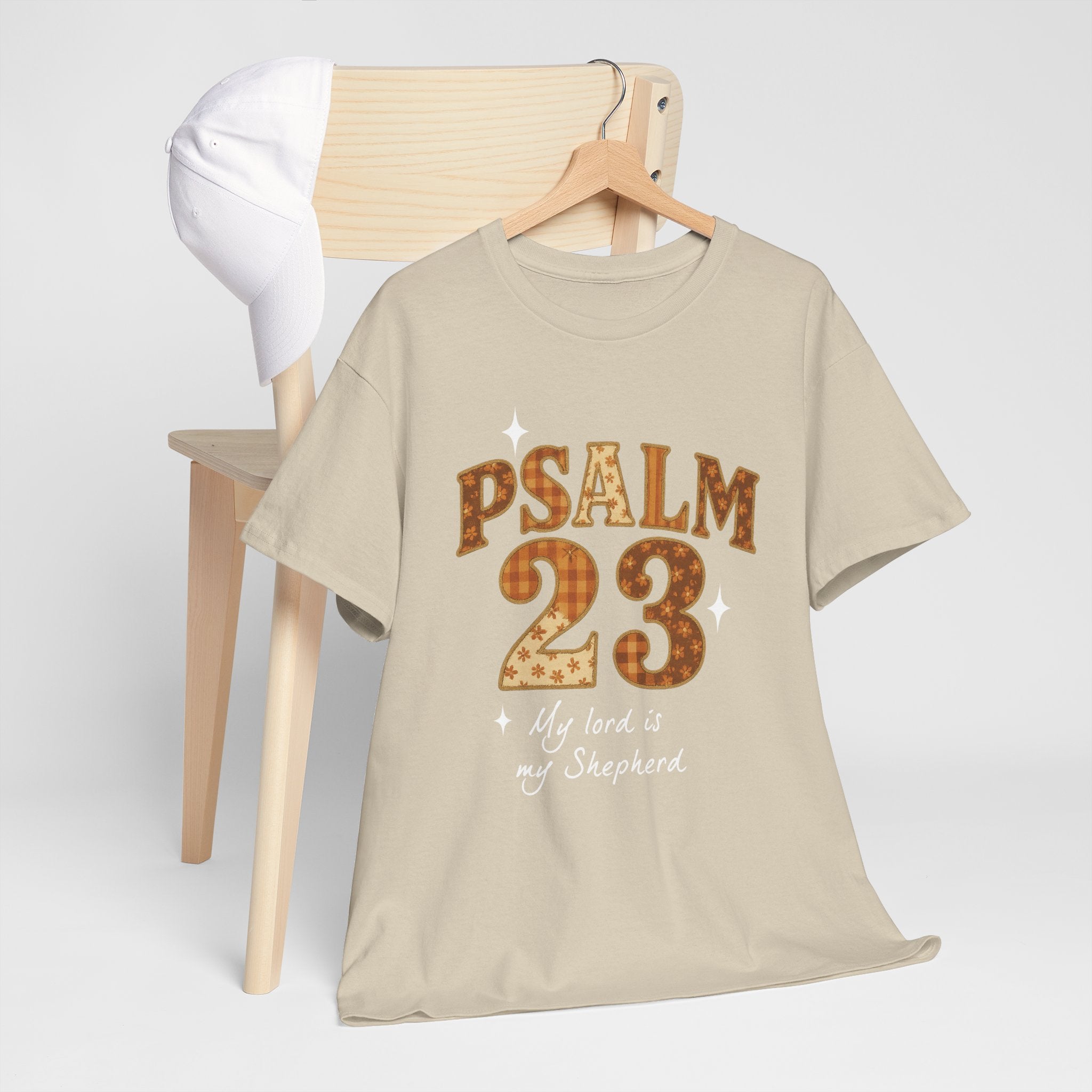 Psalm 23 Floral Tee — “My Lord Is My Shepherd” Stitched-Text Unisex Cotton Tee