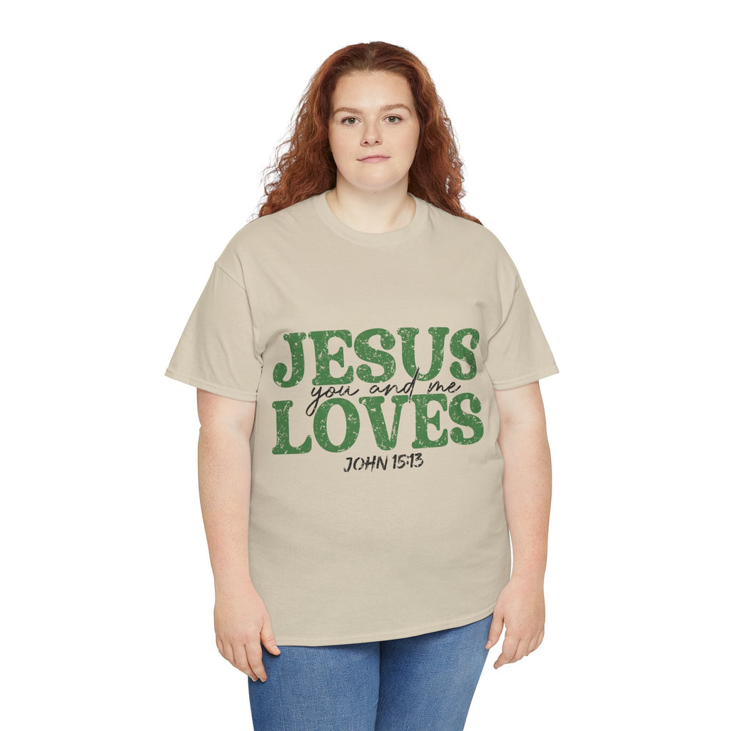Jesus Loves Vintage Tee — Green Retro Christian Unisex Cotton T-Shirt