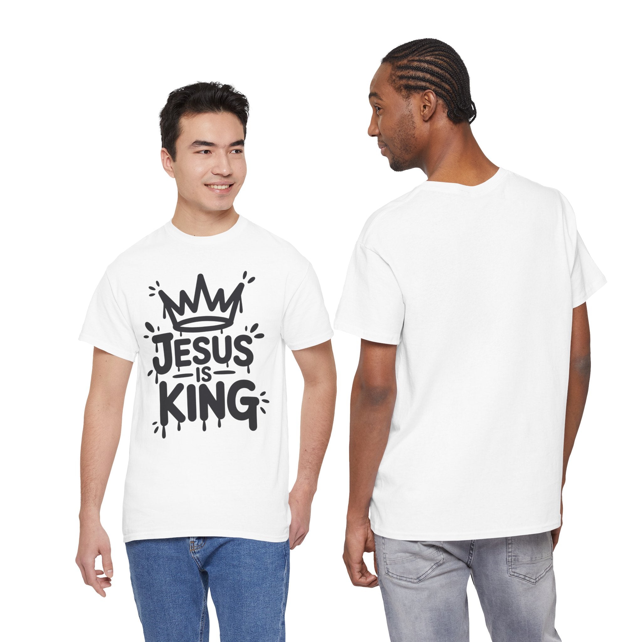 Jesus Is King Crown T-Shirt — Minimalist Christian Unisex Cotton Tee