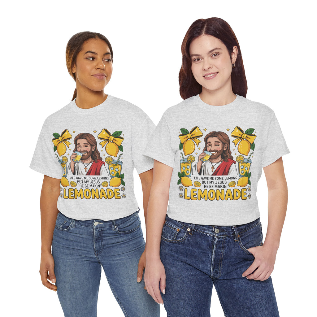 Jesus Drinking Lemonade T-Shirt — "Life Gave Me Some Lemons" Christian Unisex Cotton Tee