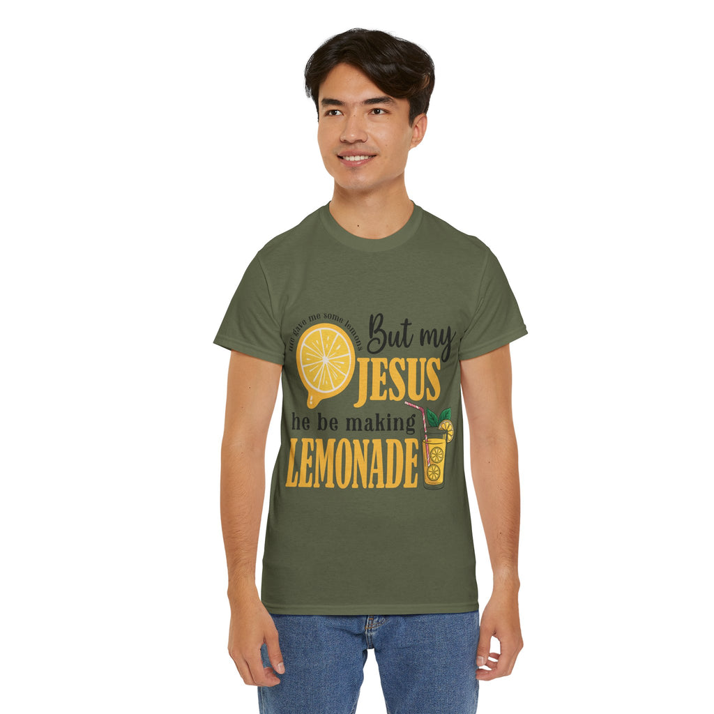 Jesus Lemonade Tee — Lemon Slice & Glass Graphic Christian Unisex Cotton T-Shirt