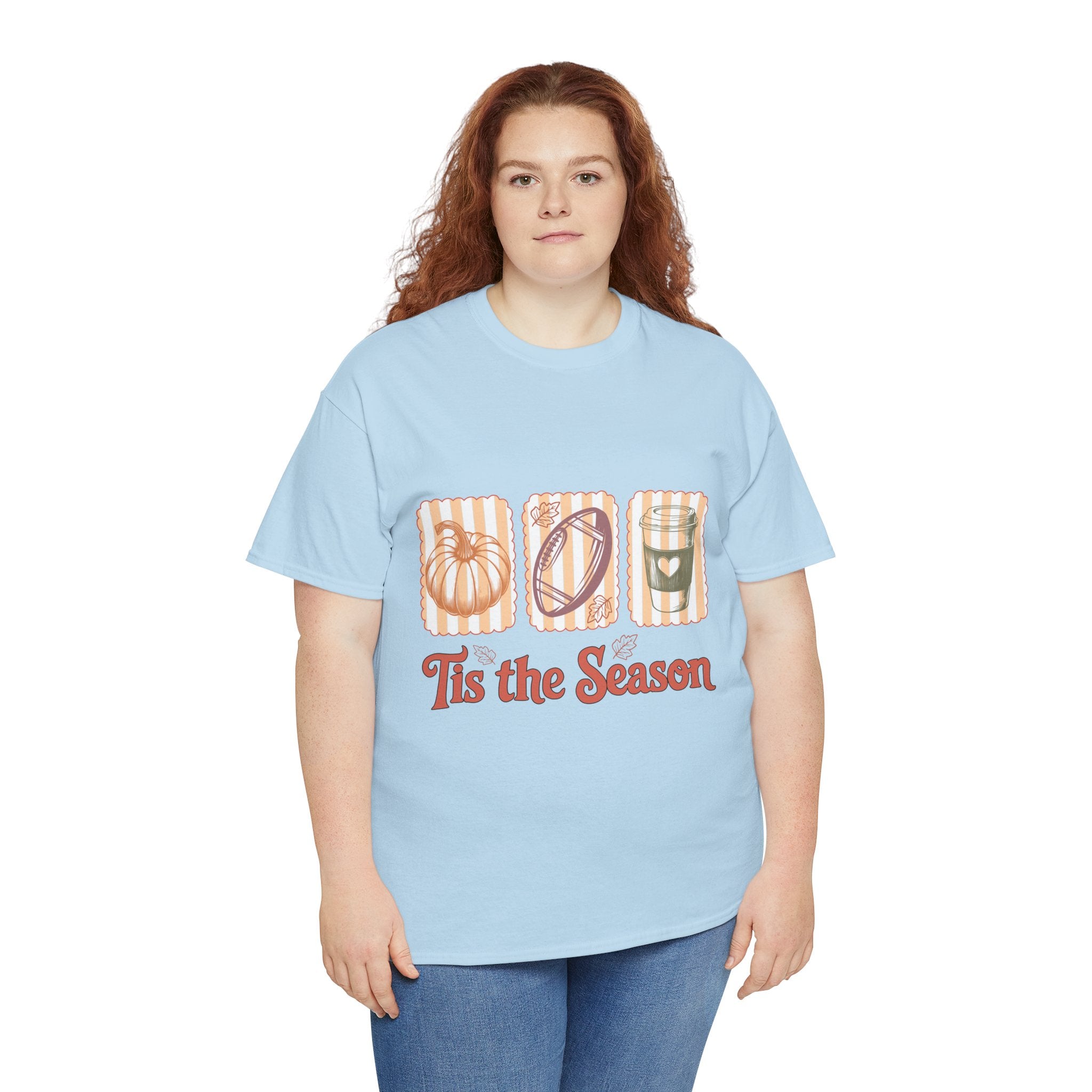Tis the Season Pumpkin, Football & Coffee Fall Unisex Cotton T-Shirt