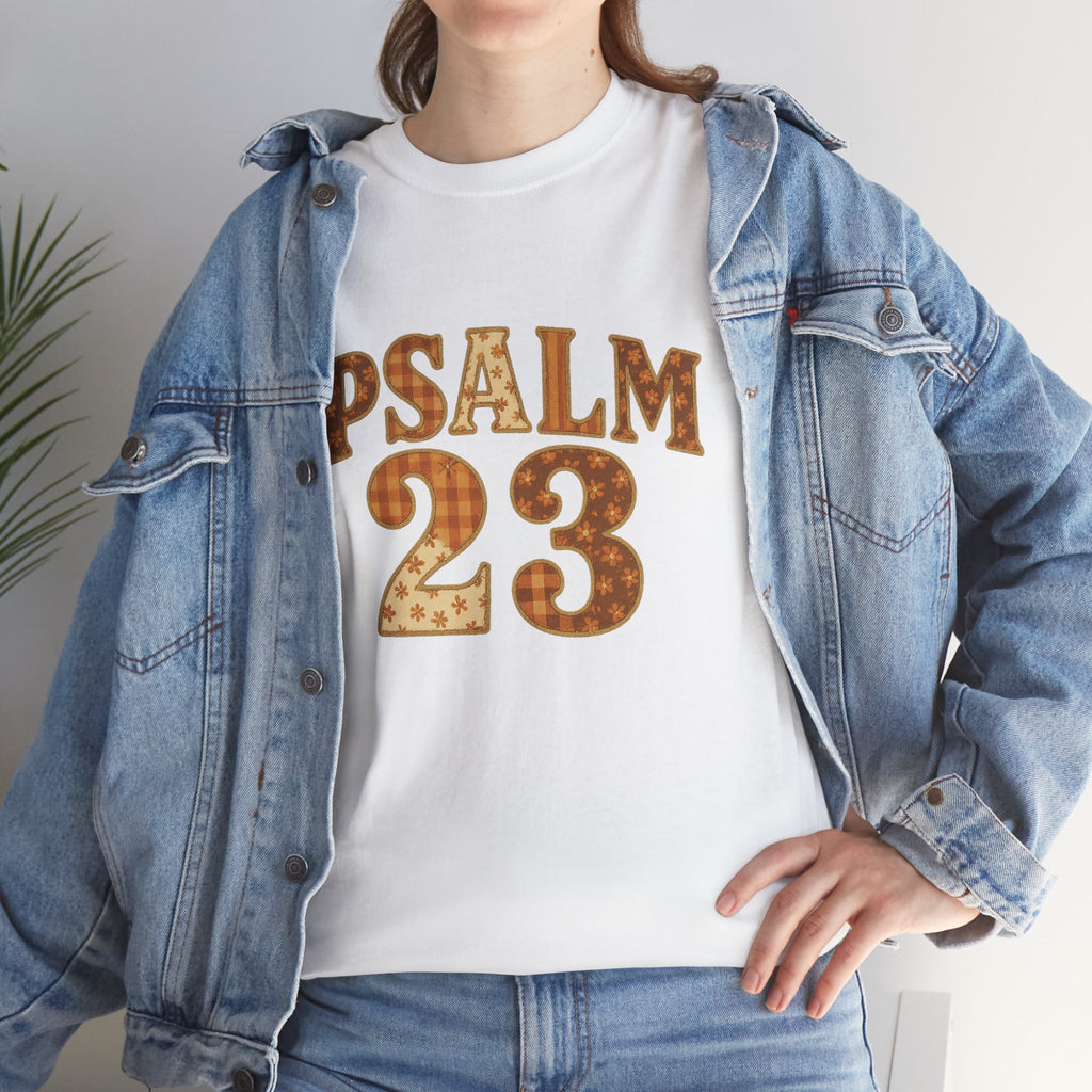 Psalm 23 Floral Tee — “My Lord Is My Shepherd” Stitched-Text Unisex Cotton Tee