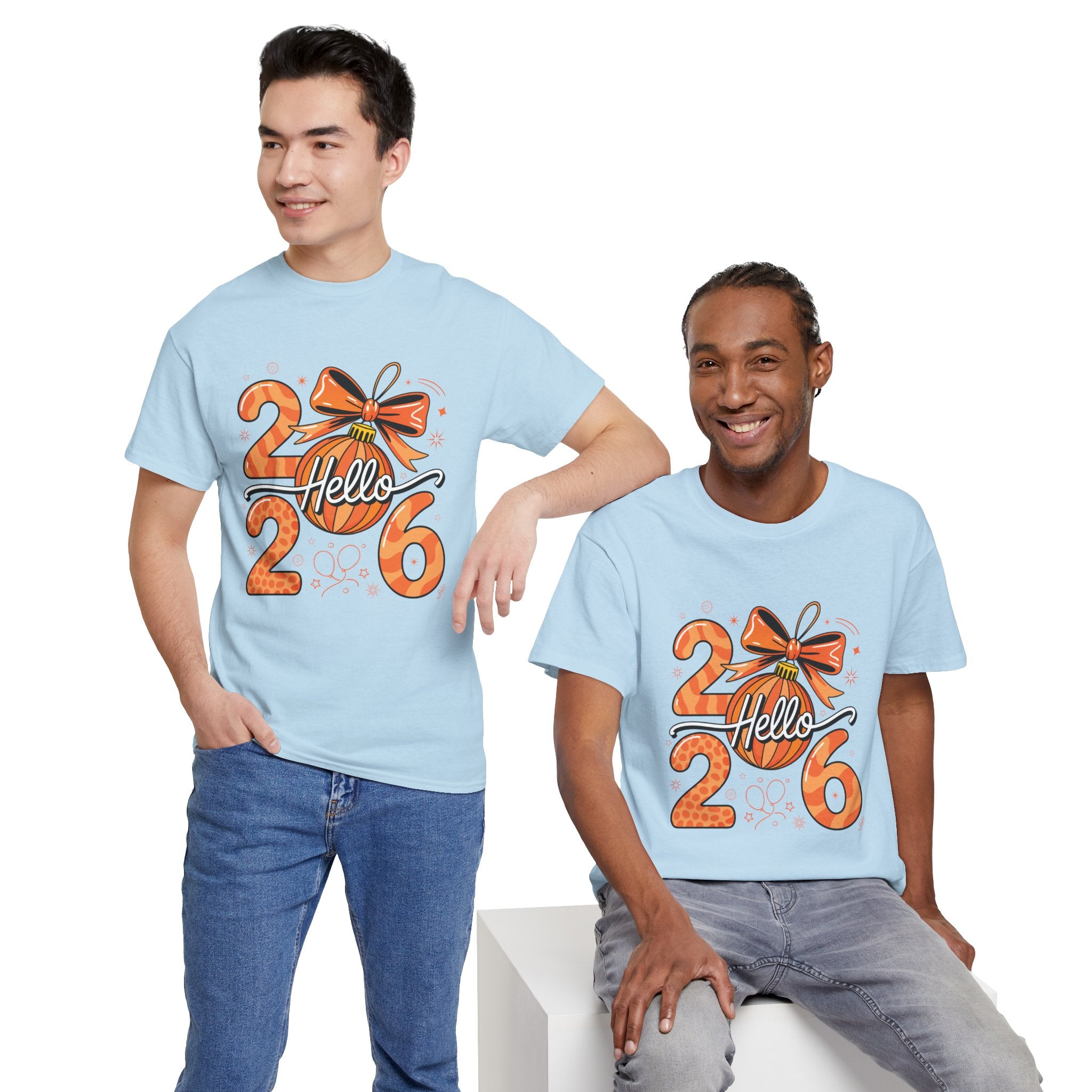 Hello 2026 Christmas Ornament Tee — Festive Orange Holiday Unisex Cotton T-Shirt