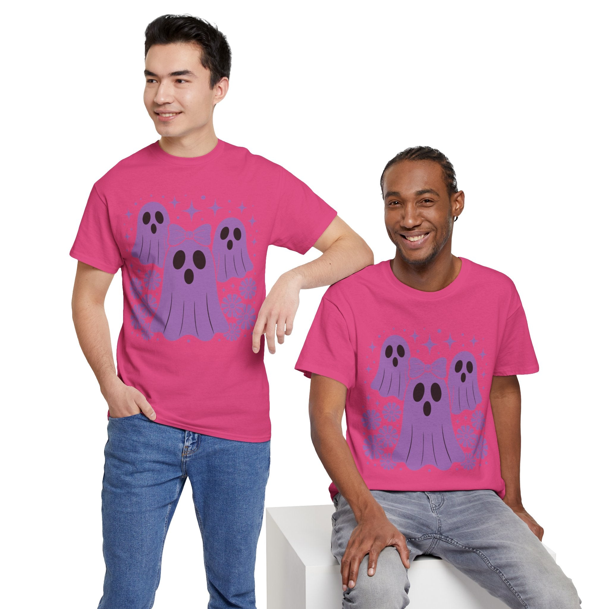 Purple Ghost Halloween Unisex Cotton Tee