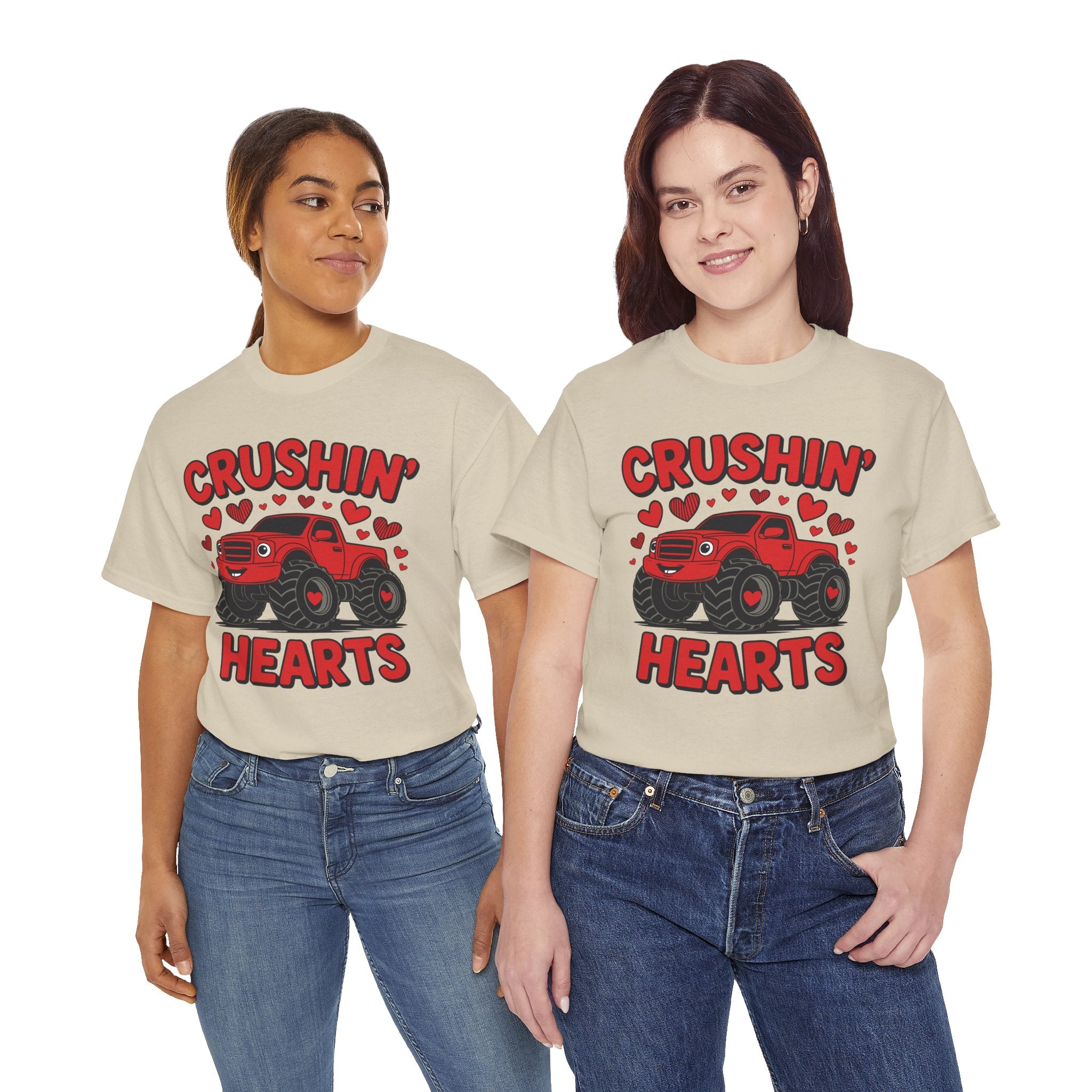 Crushin’ Hearts Valentine Monster Truck Unisex Cotton Tee