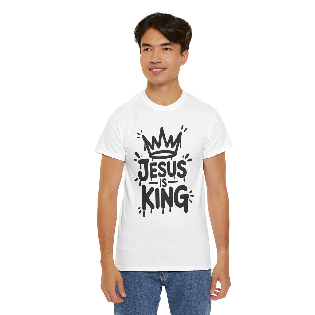 Jesus Is King Crown T-Shirt — Minimalist Christian Unisex Cotton Tee