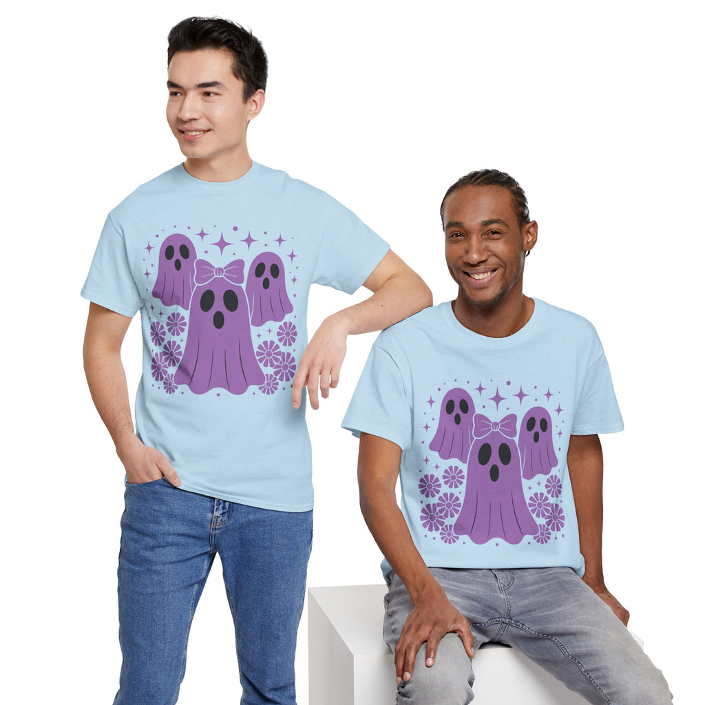 Purple Ghost Halloween Unisex Cotton Tee