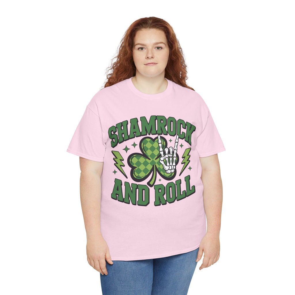 Shamrock and Roll Tee — Skeleton Hand & Lightning St. Patrick’s Rock Unisex Cotton Shirt