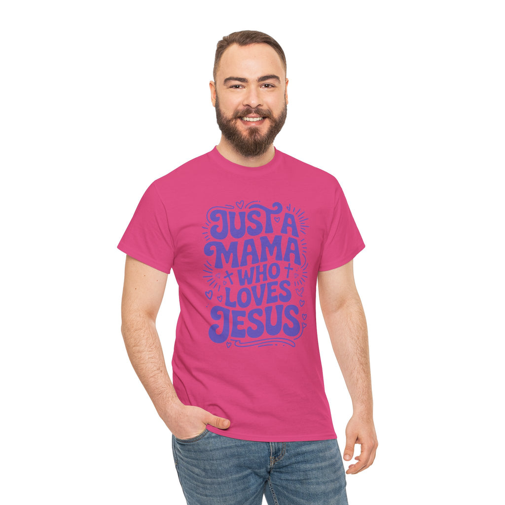 Mama Who Loves Jesus T-Shirt — Bright Green Bubbly Faith Unisex Cotton Tee
