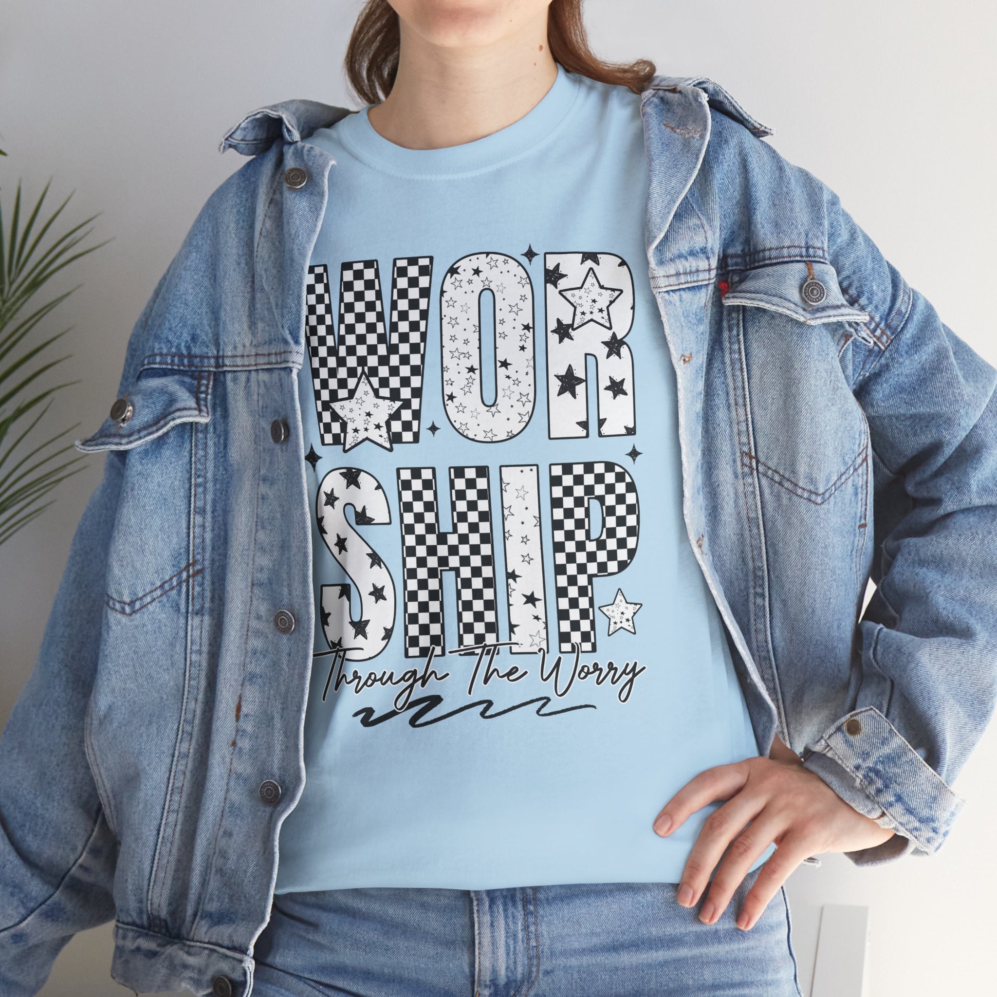 WORSHIP Through The Worry Checkerboard Unisex Cotton Tee