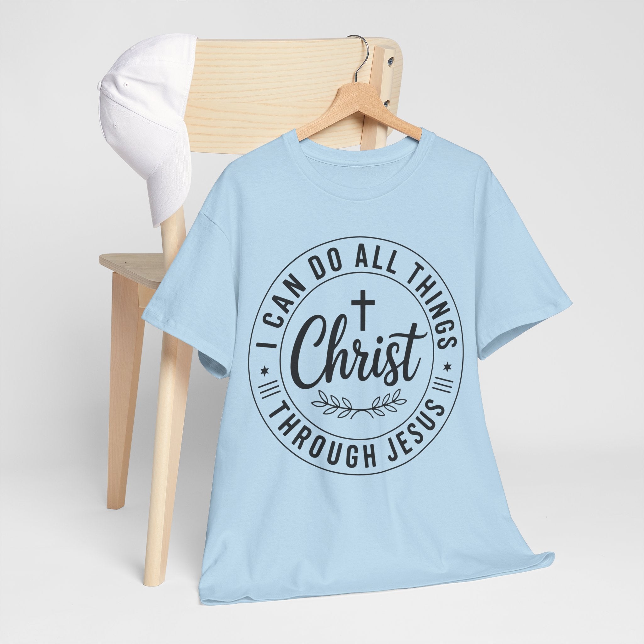 Christian Cross T‑Shirt — "I Can Do All Things Through Christ" Unisex Cotton tee