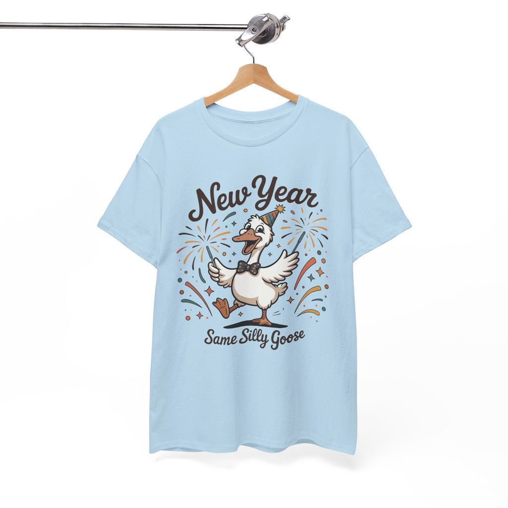 New Year Same Silly Goose T-Shirt — Party Goose Graphic Unisex Cotton Tee