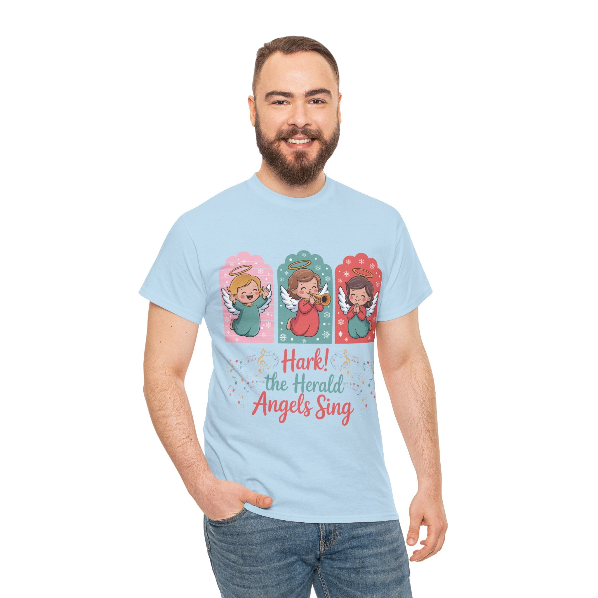 Hark! The Herald Angels Sing Tee — Three Singing Angels Christmas Unisex Cotton T-Shirt