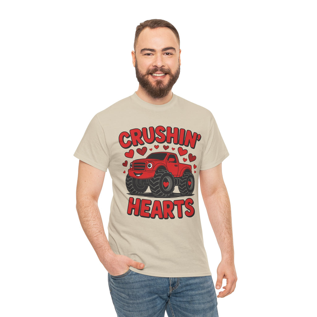 Crushin’ Hearts Valentine Monster Truck Unisex Cotton Tee