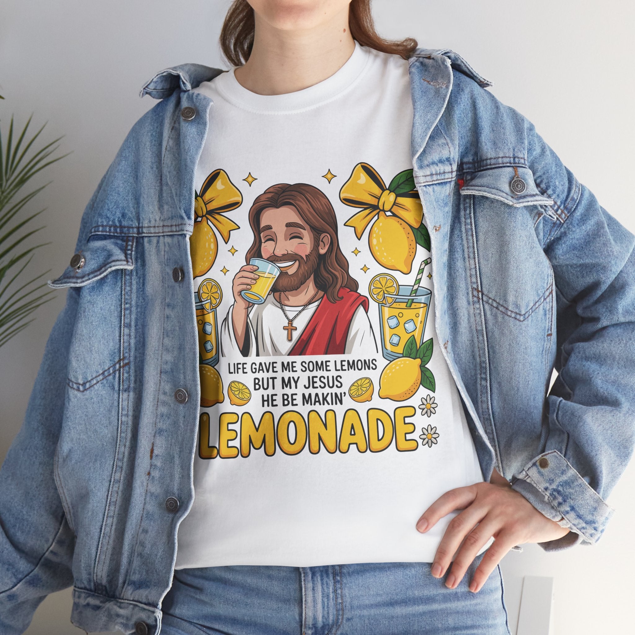 Jesus Drinking Lemonade T-Shirt — "Life Gave Me Some Lemons" Christian Unisex Cotton Tee