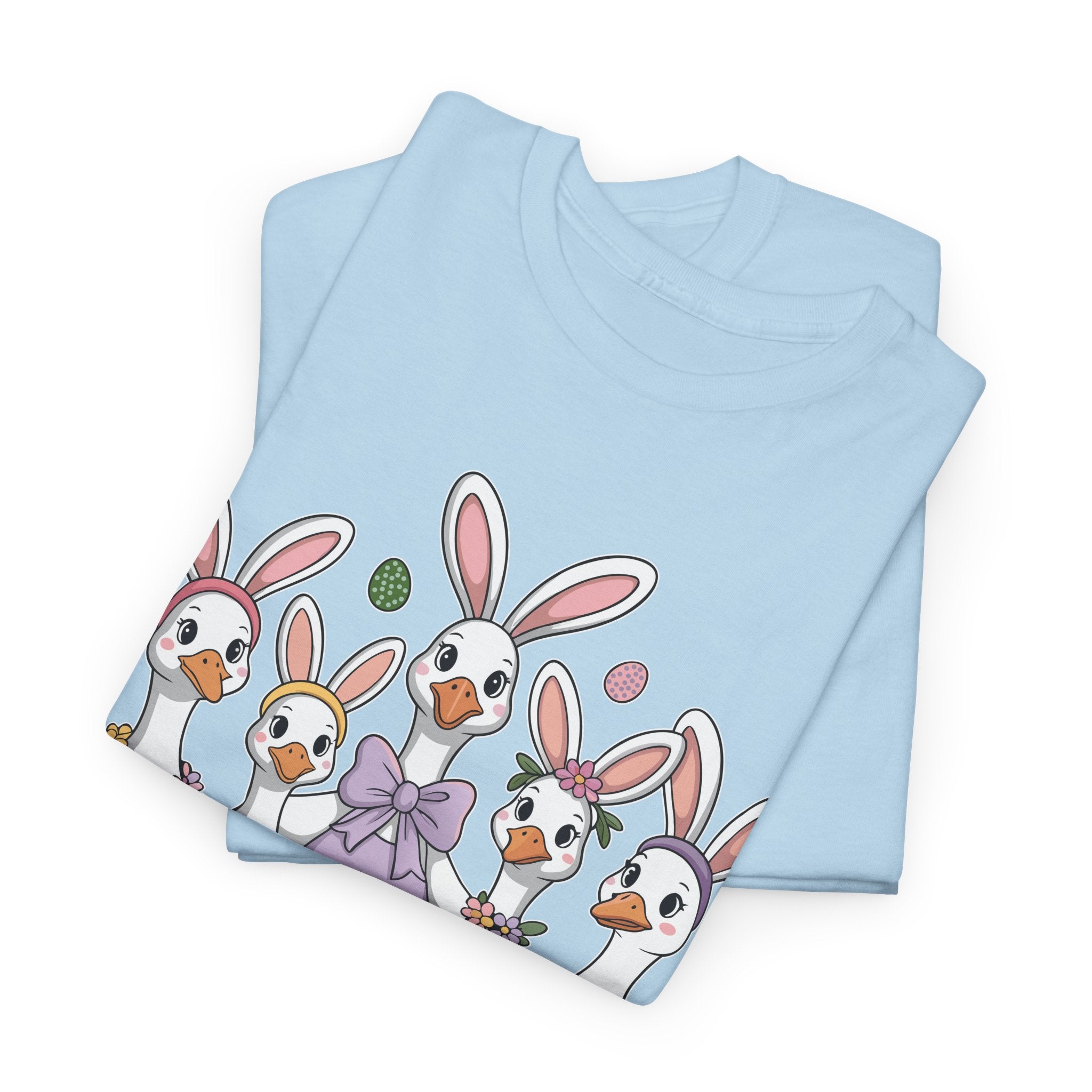 Just an Eggs-cited Goose Easter Tee — Funny Geese in Bunny Ears Unisex Cotton Tee