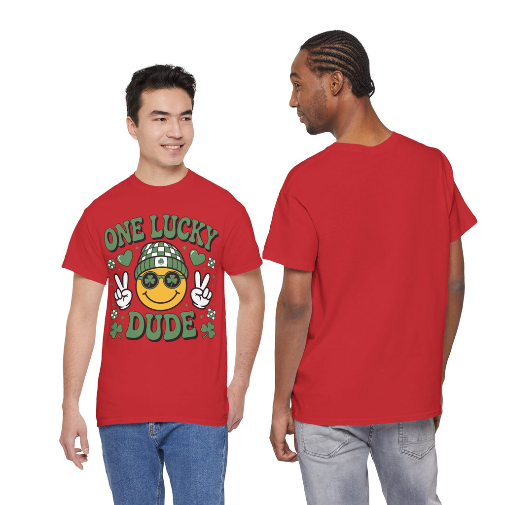 One Lucky Dude Shamrock Tee — St. Patrick's Day Smiley Unisex Cotton Tshirt